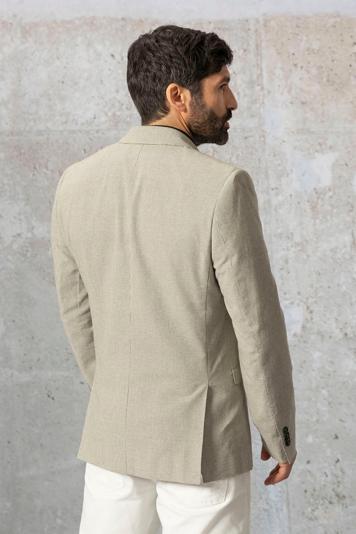 BLAZER DENTE DE PODRE COM LINHO BEGE