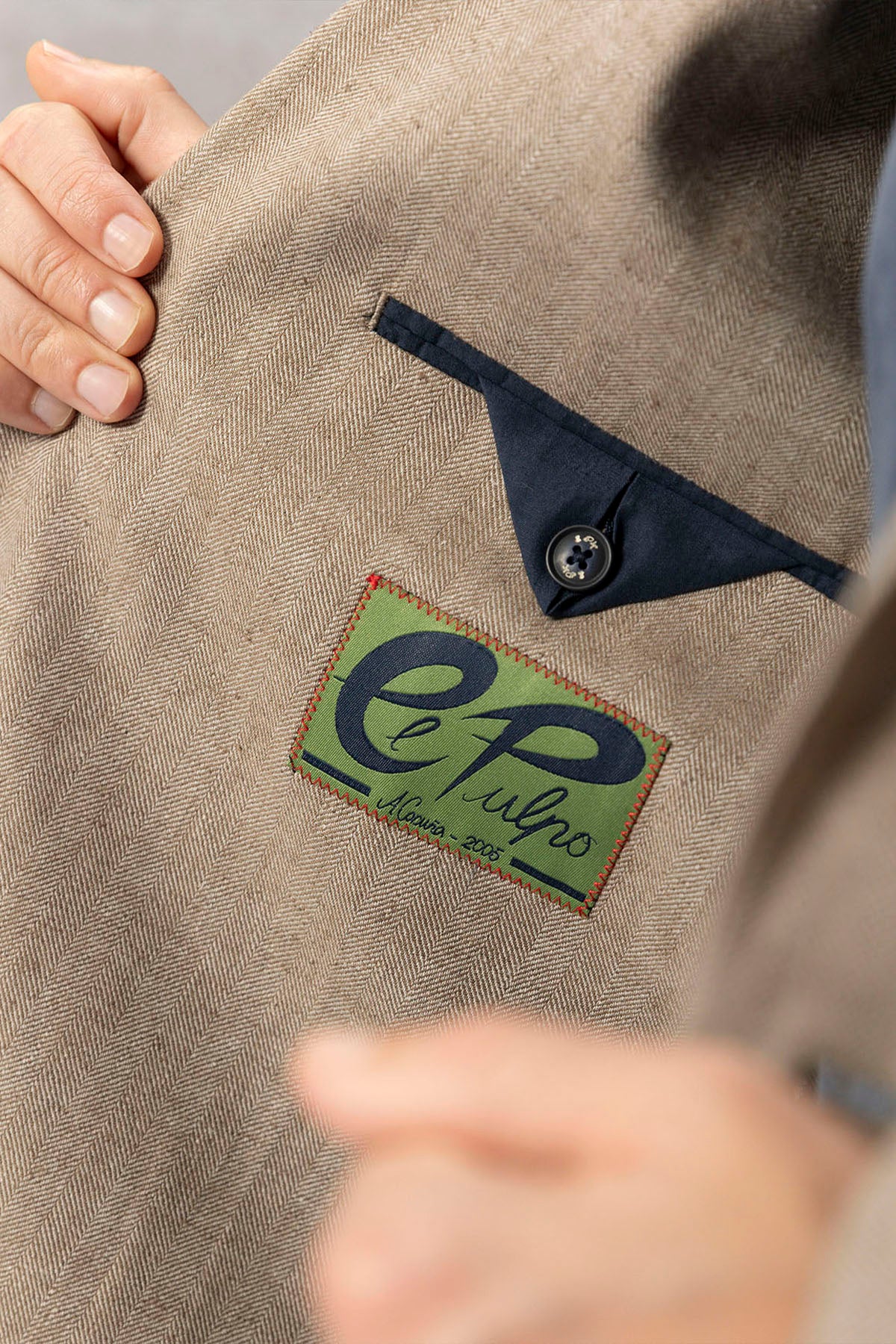Blazer espinha de peixe com linho bege