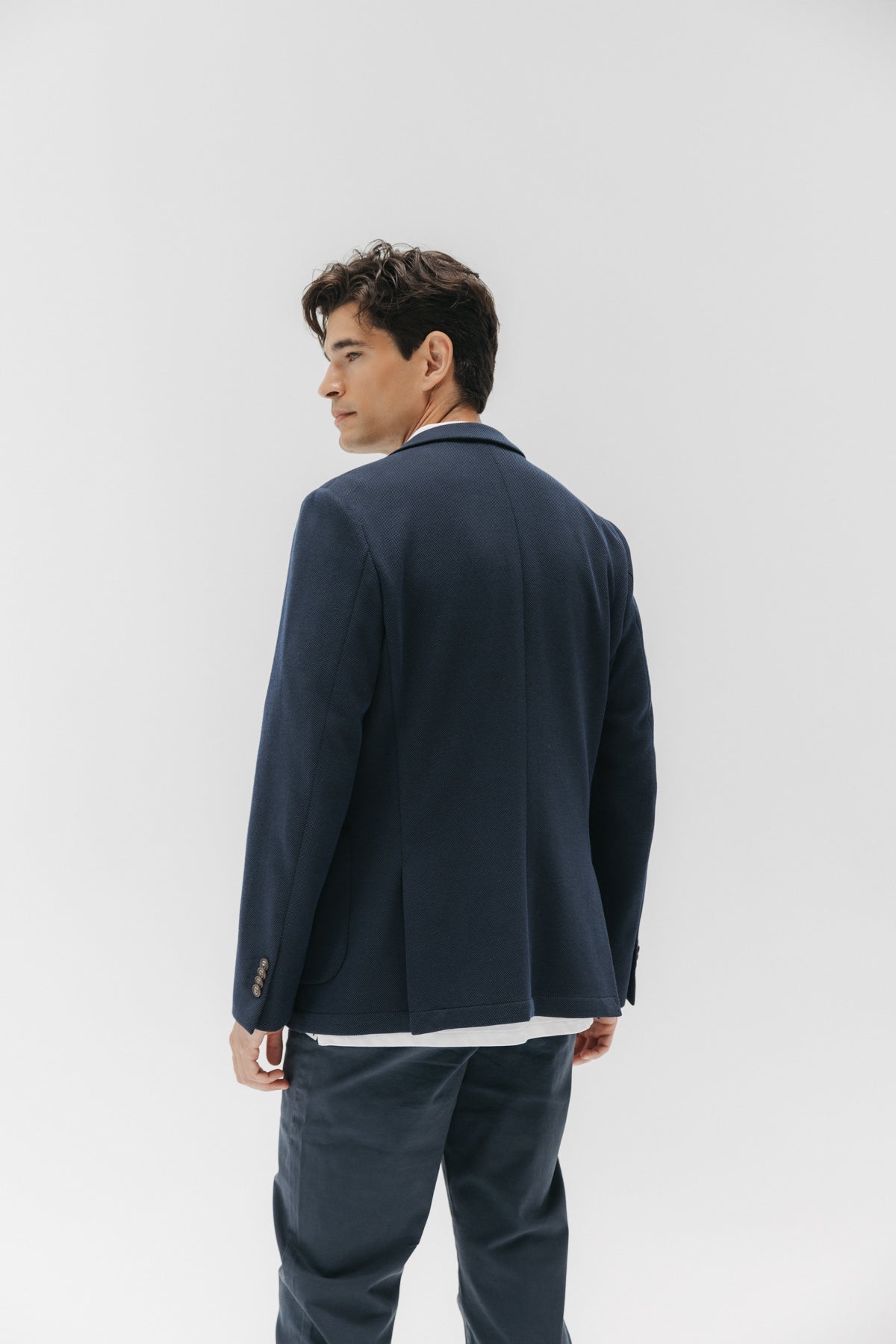 AMERICANA PUNTO JERSEY AZUL MARINO