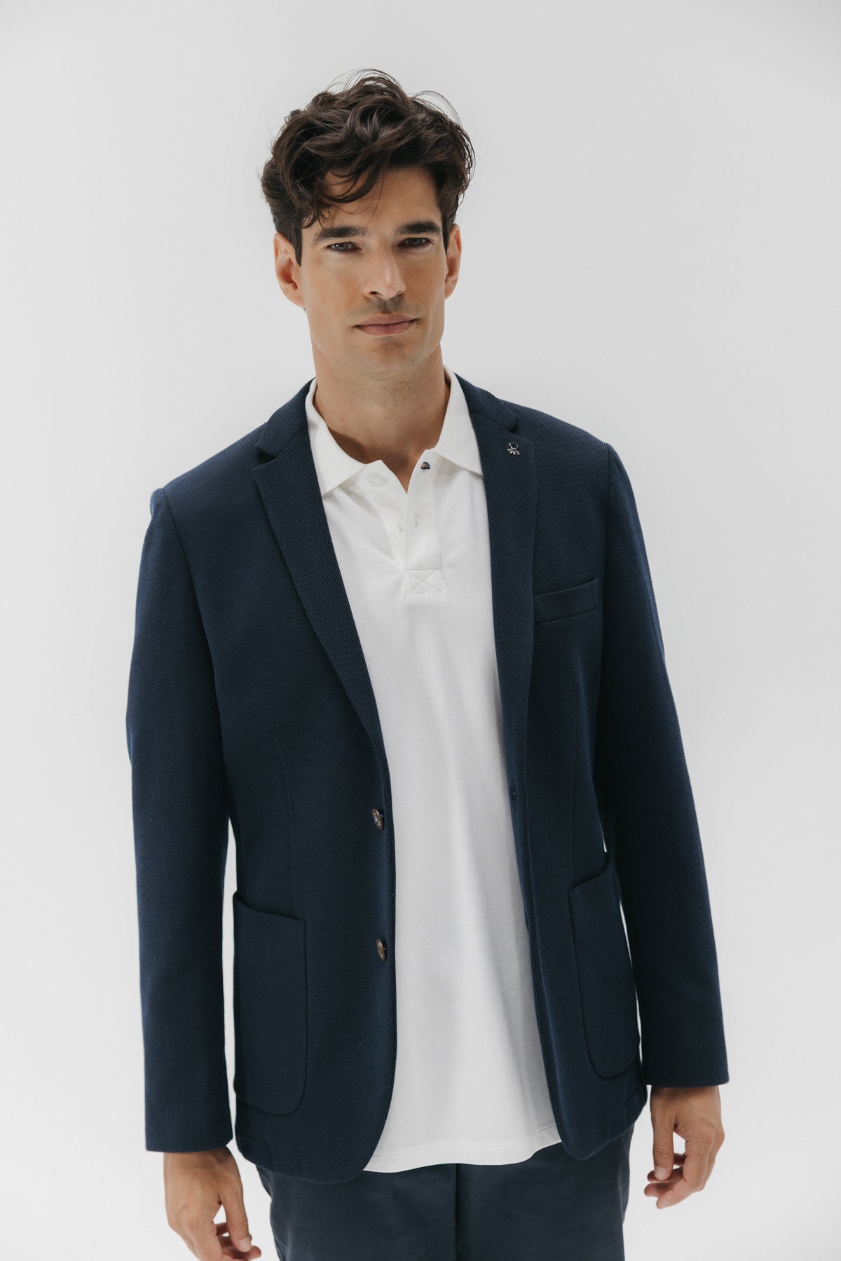 AMERICANA PUNTO JERSEY AZUL MARINO