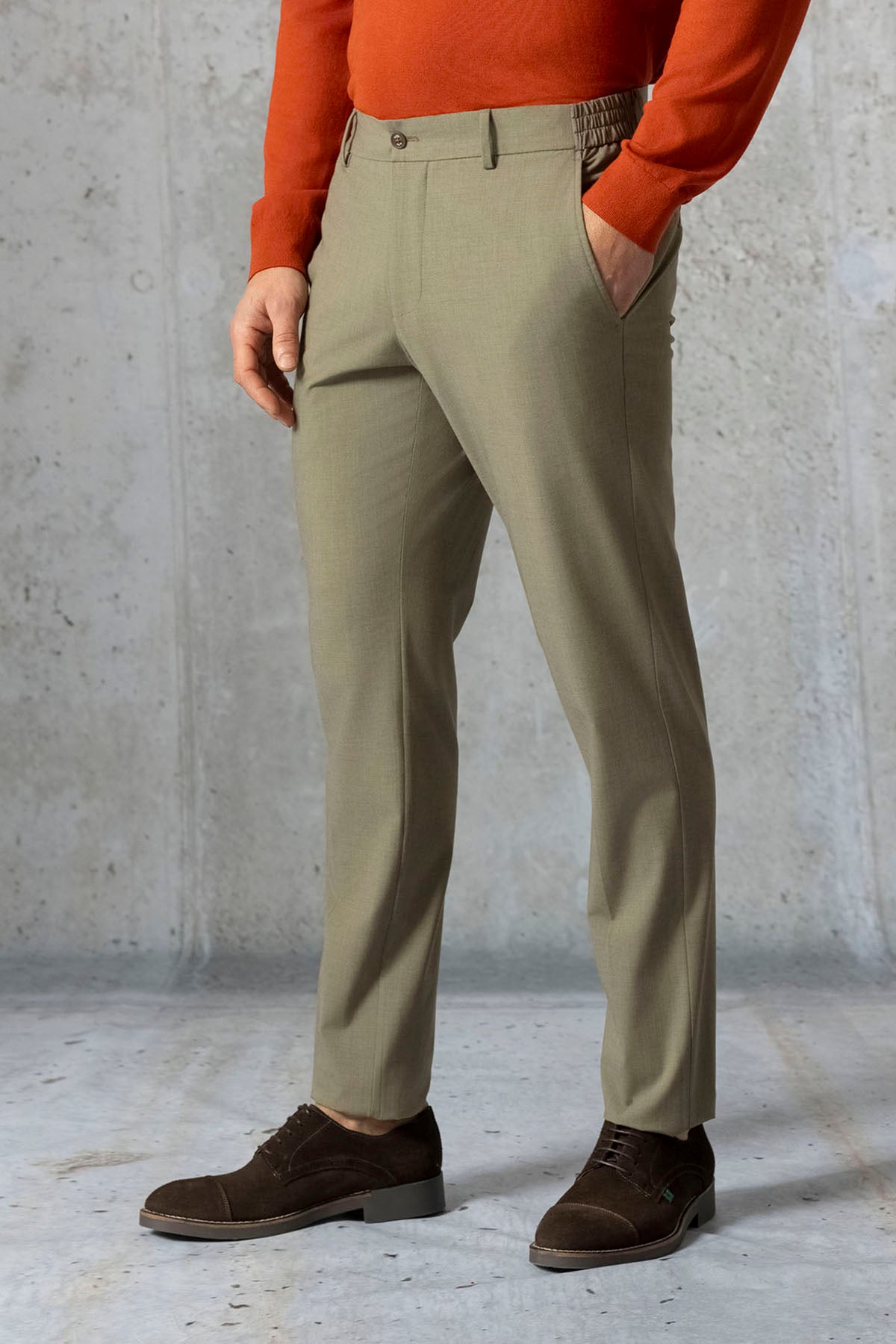 Pantalón traje comfort verde medio