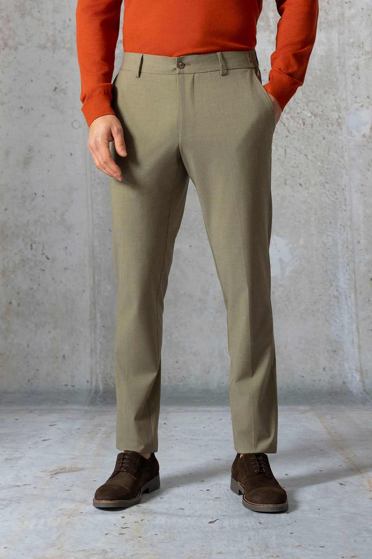 Pantalón traje comfort verde medio