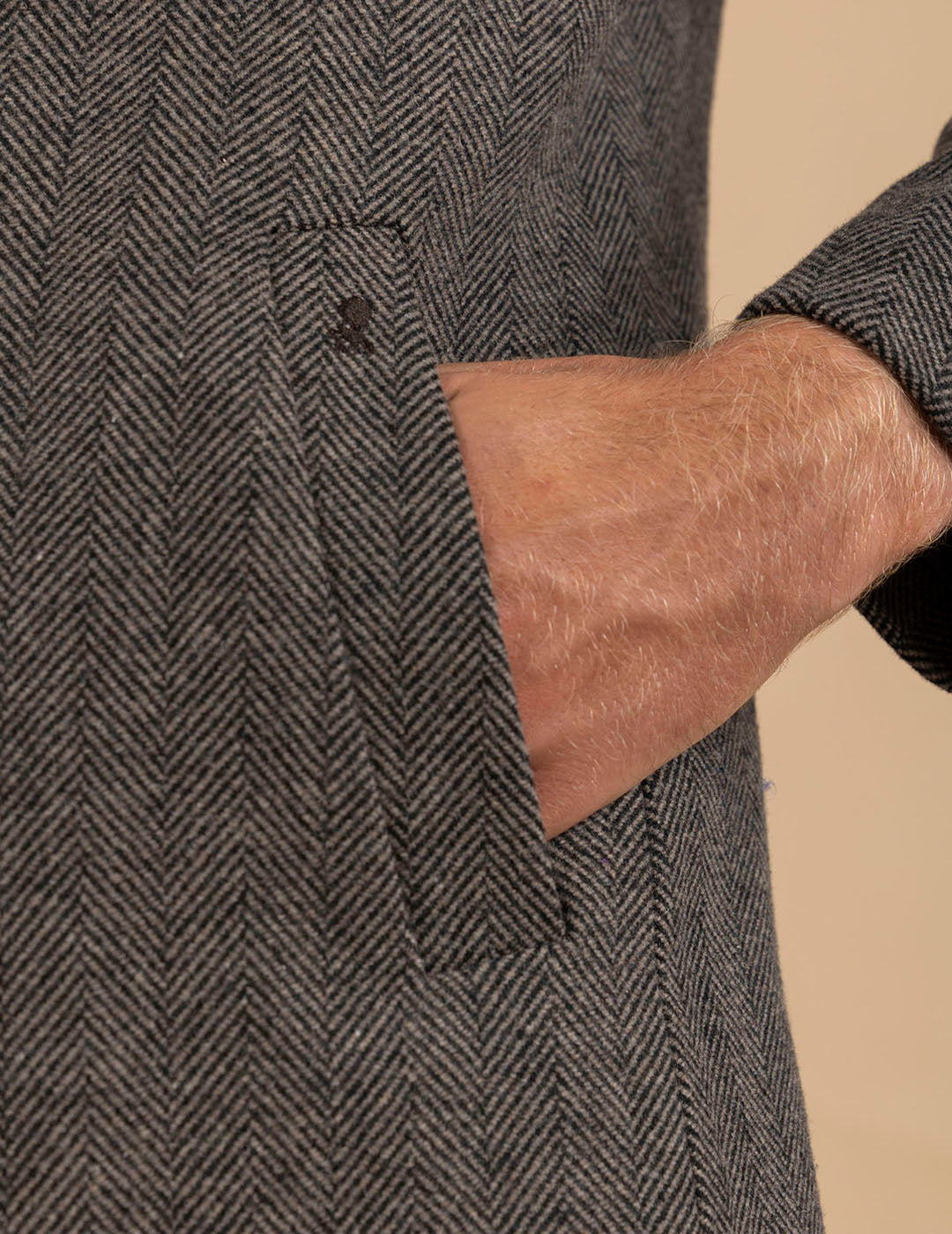 HERRINGBONE COAT WITH REMOVABLE BIB TAN