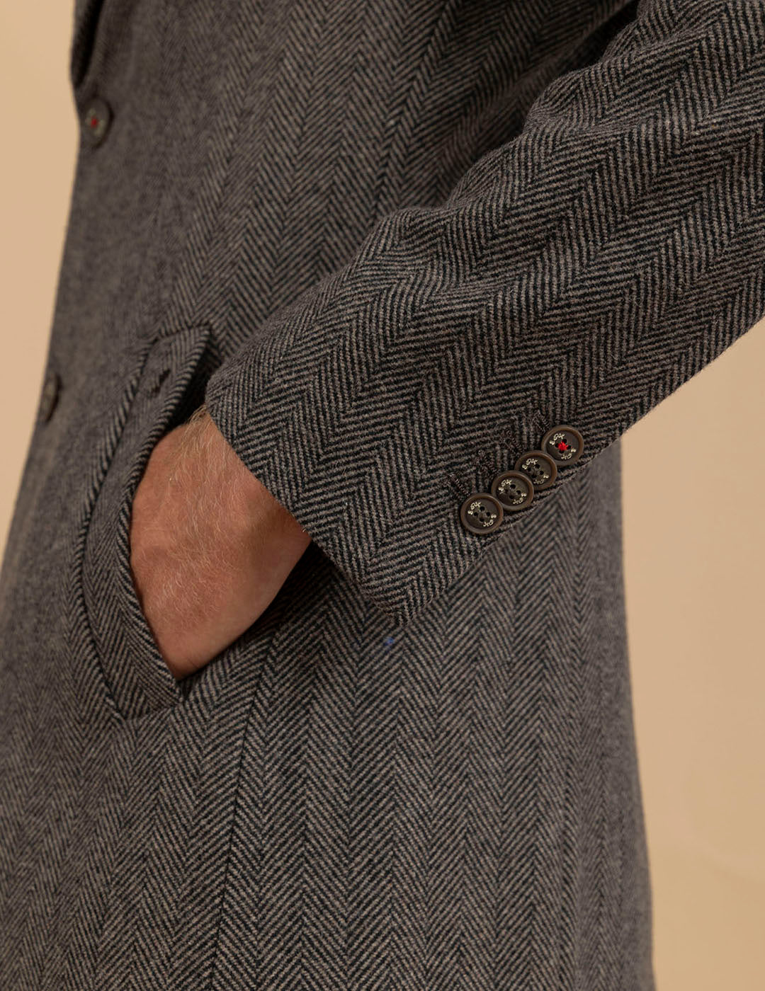 HERRINGBONE COAT WITH REMOVABLE BIB TAN