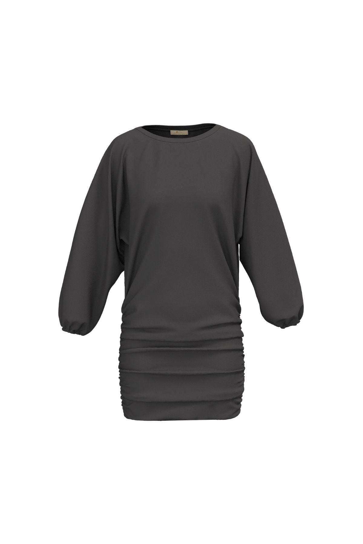 Vestido teen drapeado manga larga antracita