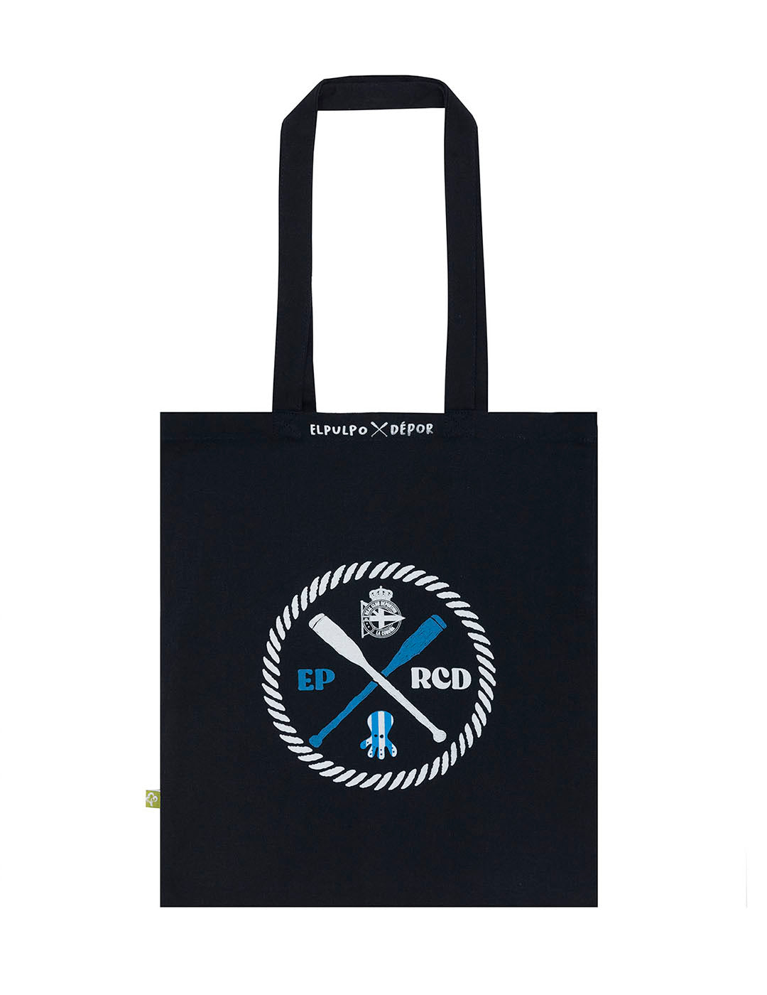 TOTE ESTAMPADO REMOS Y LOGOS AZUL MARINO