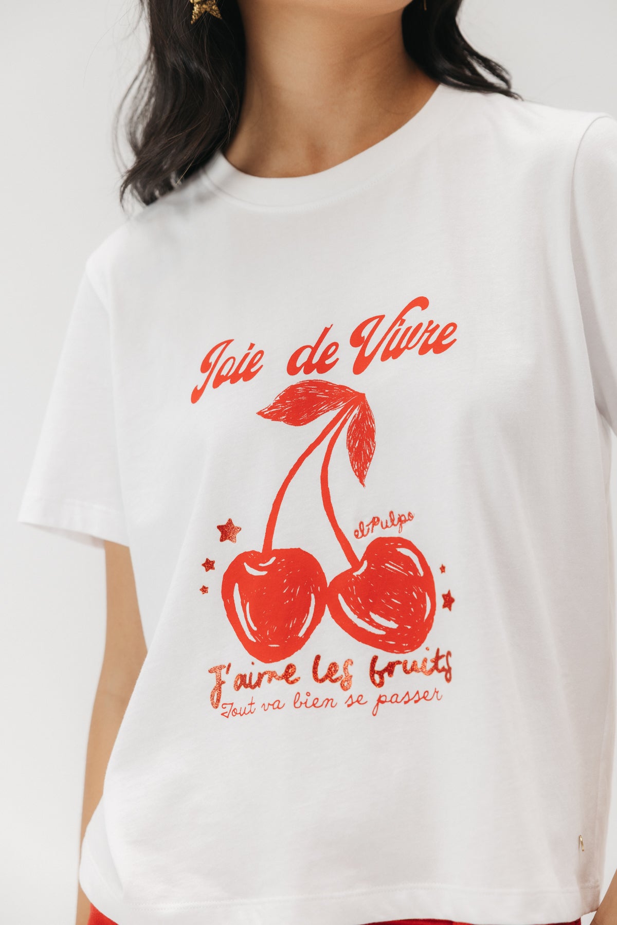 CAMISETA TEEN ESTAMPADO CEREZAS BLANCO PURO