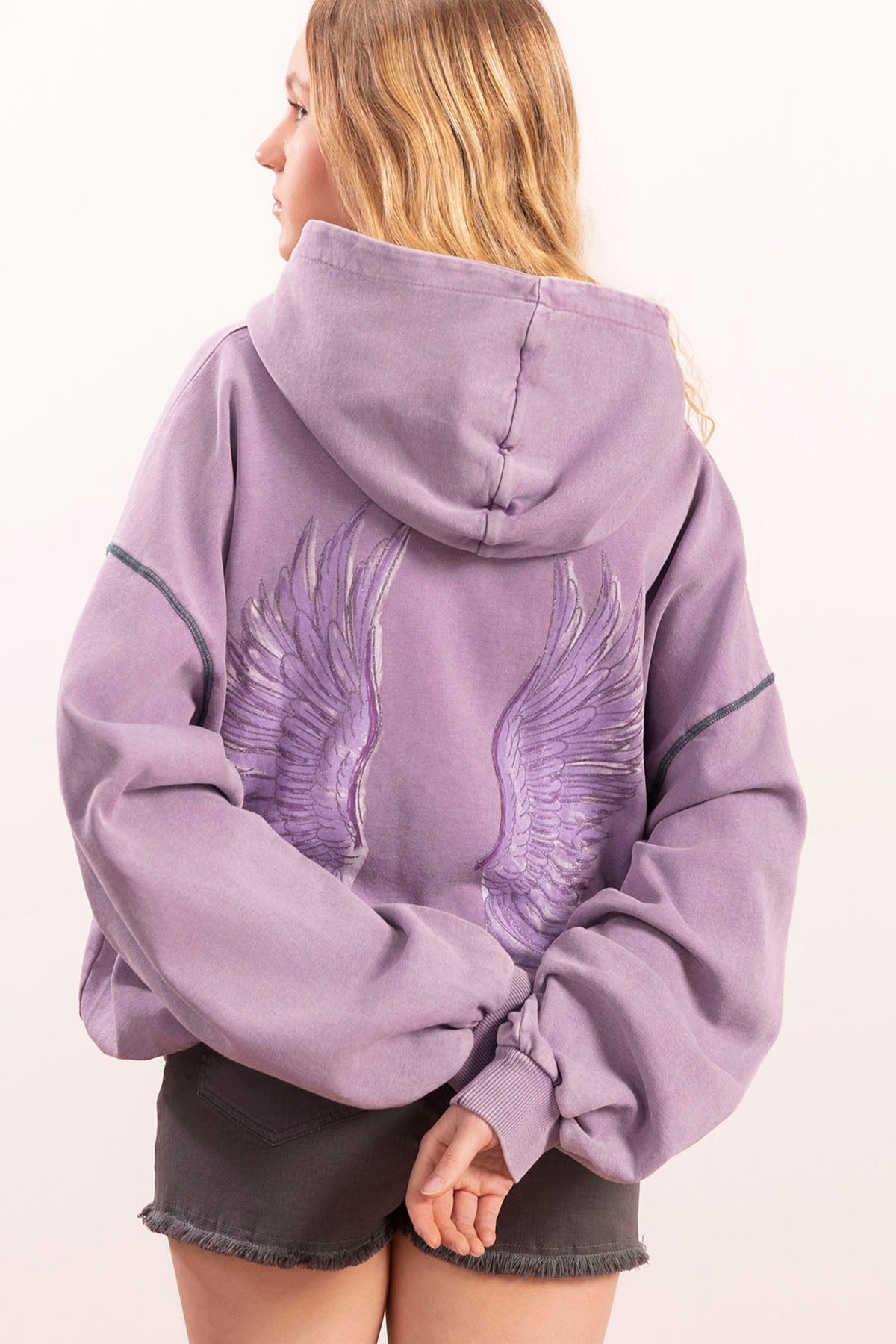 SUDADERA CAPUCHA TEEN ALAS MORADO