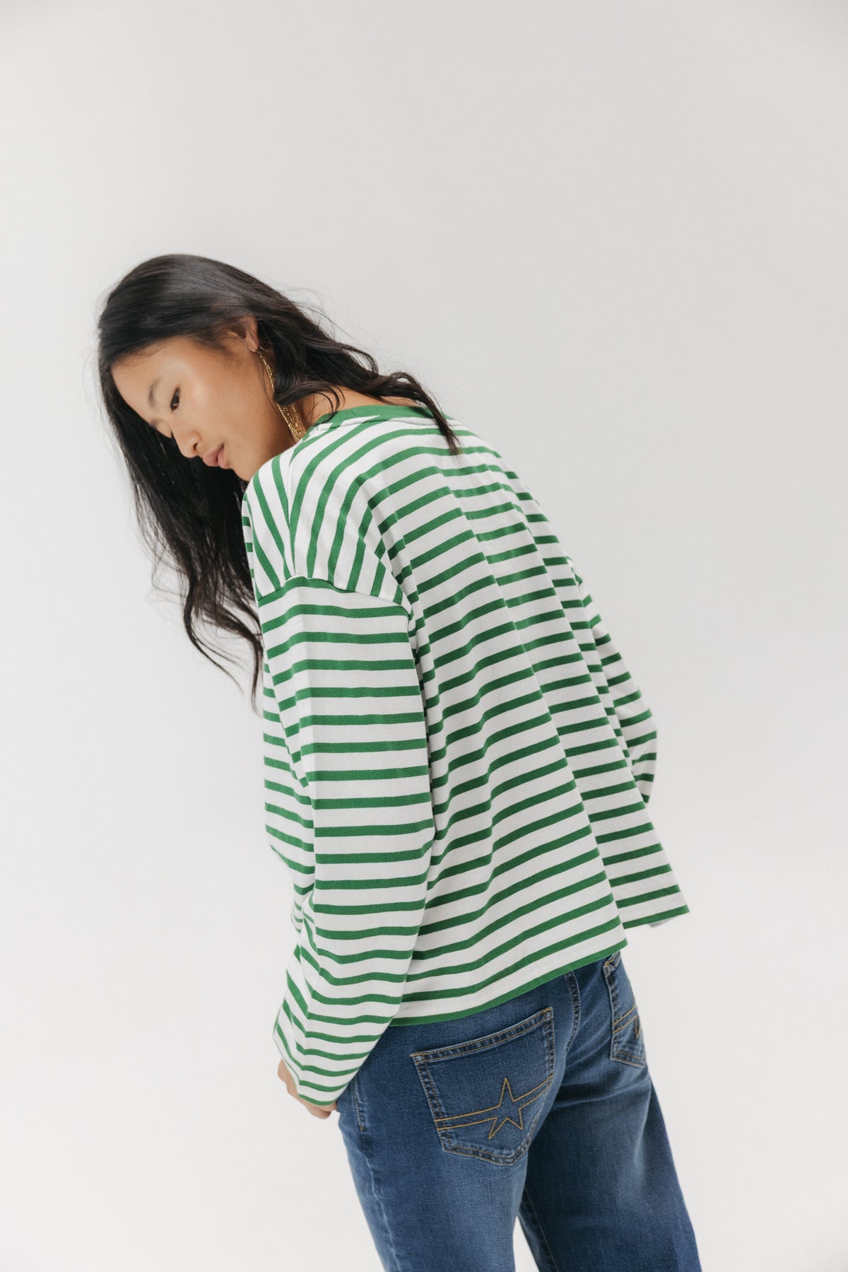 CAMISETA MANGA LARGA TEEN RAYAS ETIQUETA VERDE