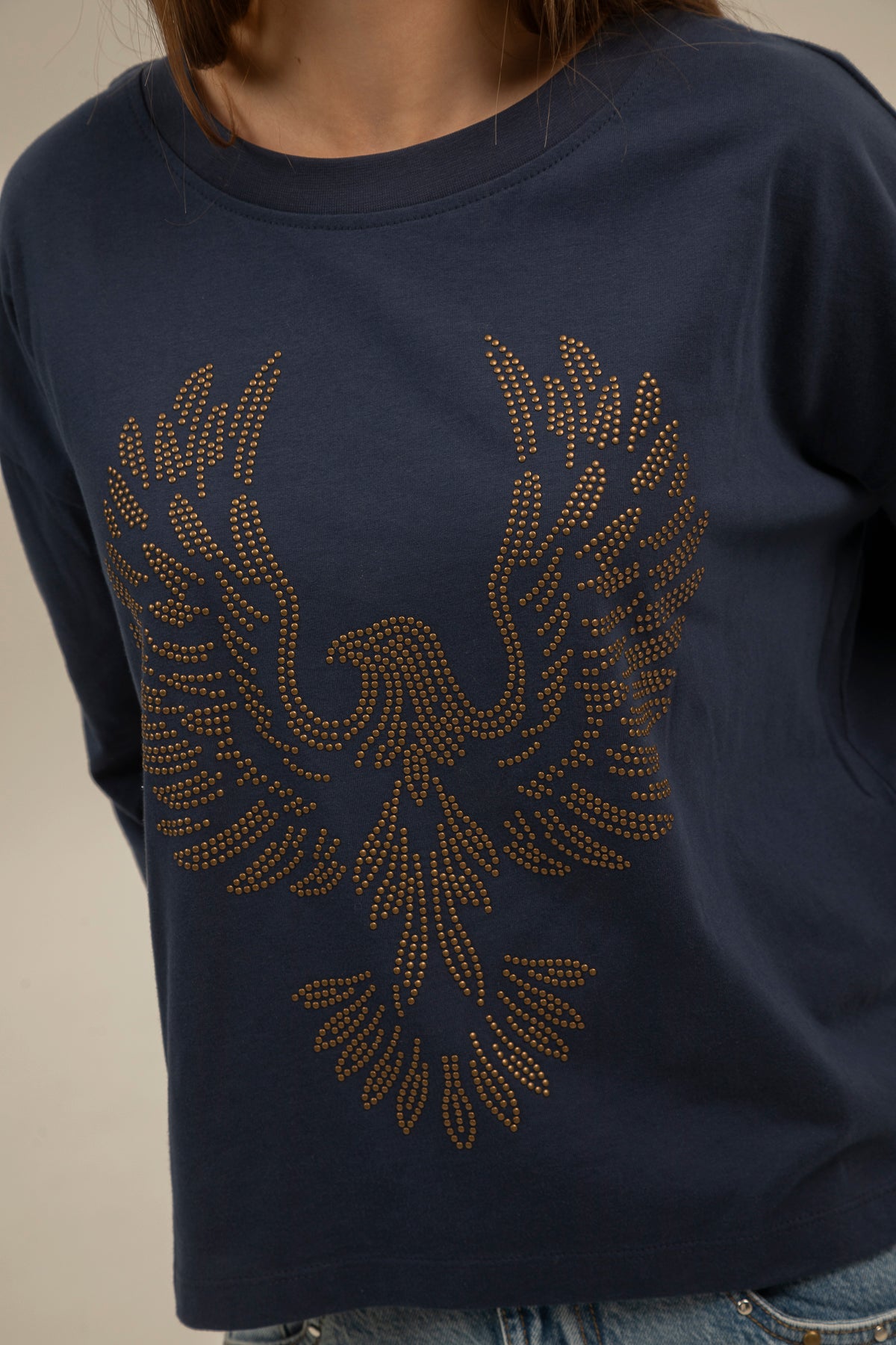 Camiseta teen manga larga águila azul marino delavé