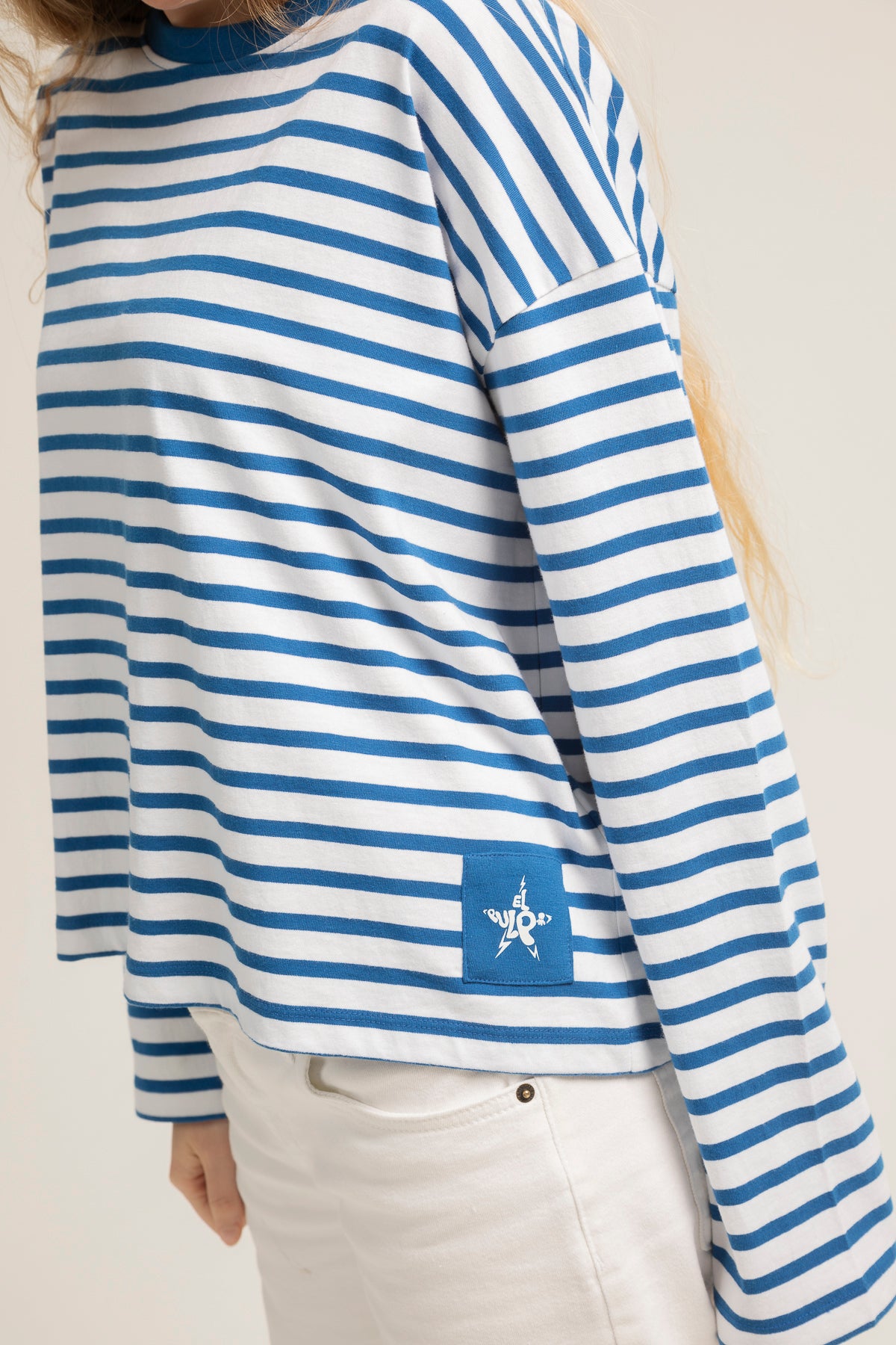 Camiseta teen manga larga rayas azul