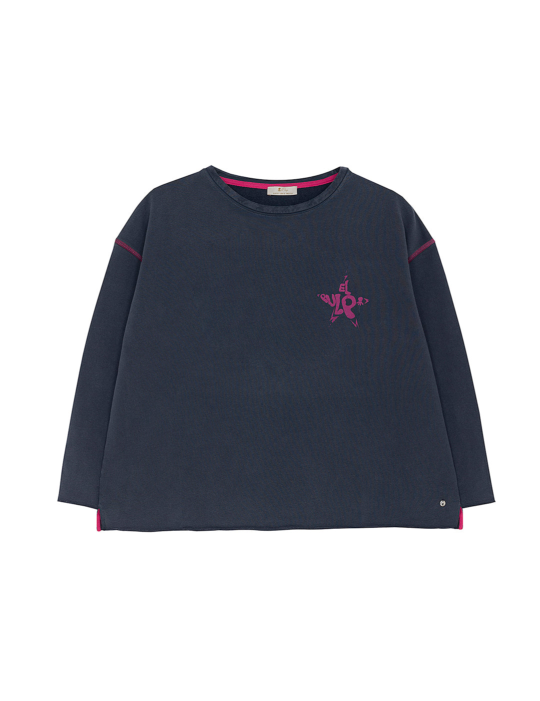 SUDADERA TEEN LAVADA COLOR STAR AZUL MARINO DELAVÉ