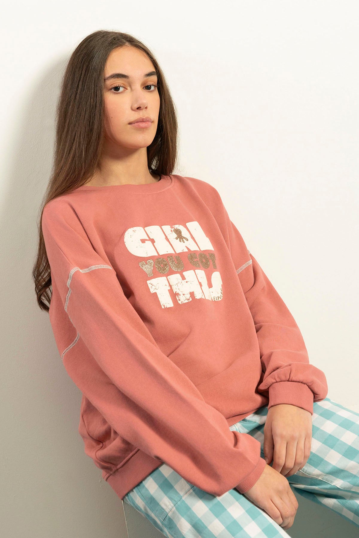 SUDADERA TEEN LAVADA GIRL YOU GOT THIS CORAL