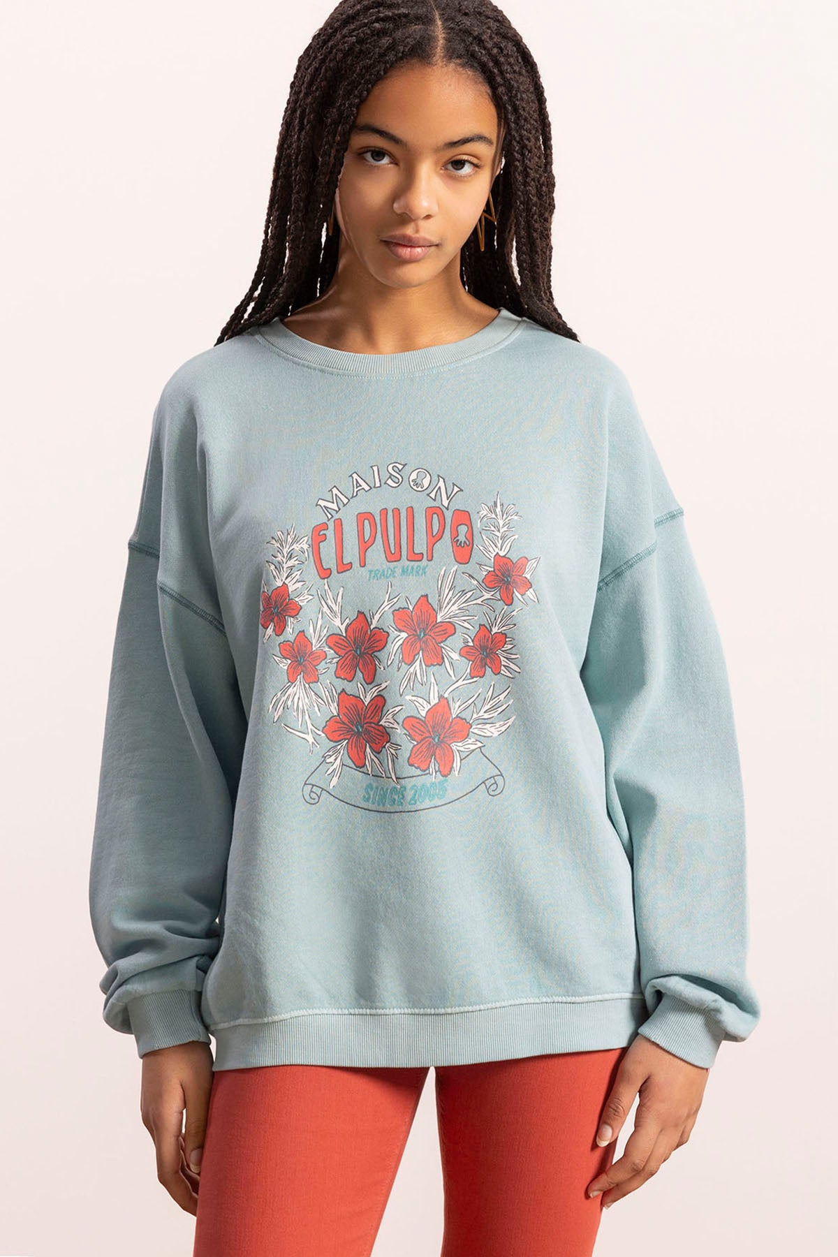 SUDADERA TEEN LAVADA MAISON ELPULPO VERDE AGUA