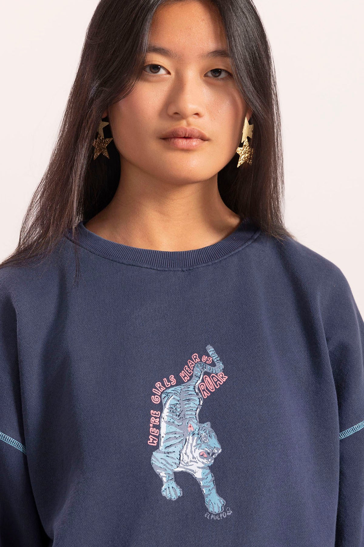 ROAR GIRLS NAVY BLUE DELAVÉ TEEN WASHED SWEATSHIRT