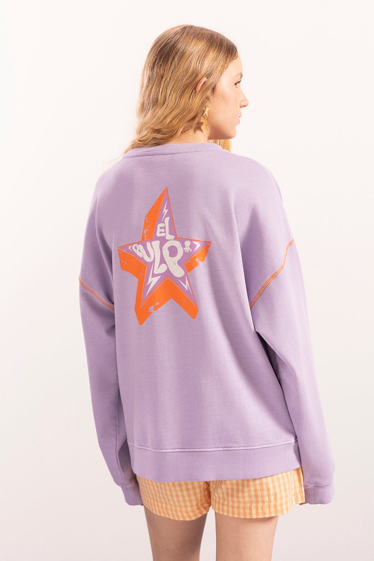 TEEN WASHED SWEATSHIRT CONTRAST STAR LILAC