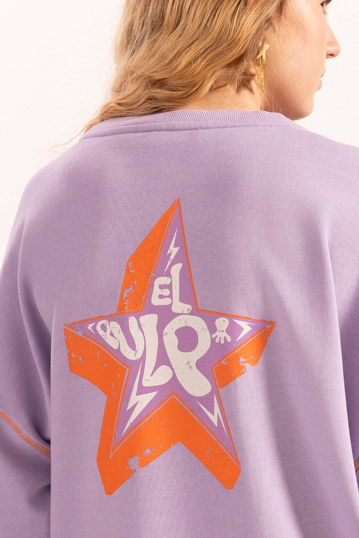 TEEN WASHED SWEATSHIRT CONTRAST STAR LILAC