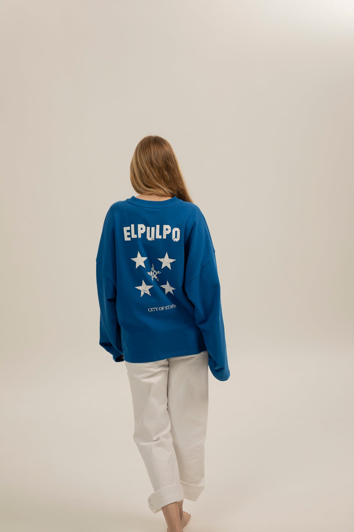 Sudadera teen estampado city of stars azul medio delavé