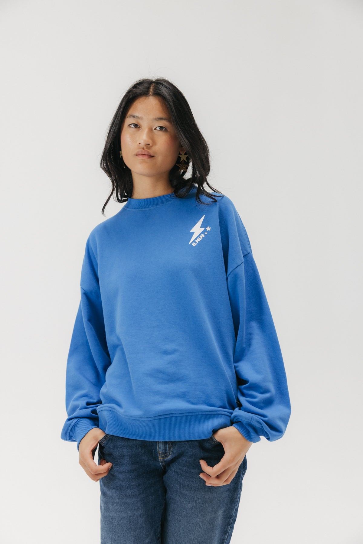 SUDADERA TEEN ESTAMPADO MENSAJE AZUL ROYAL