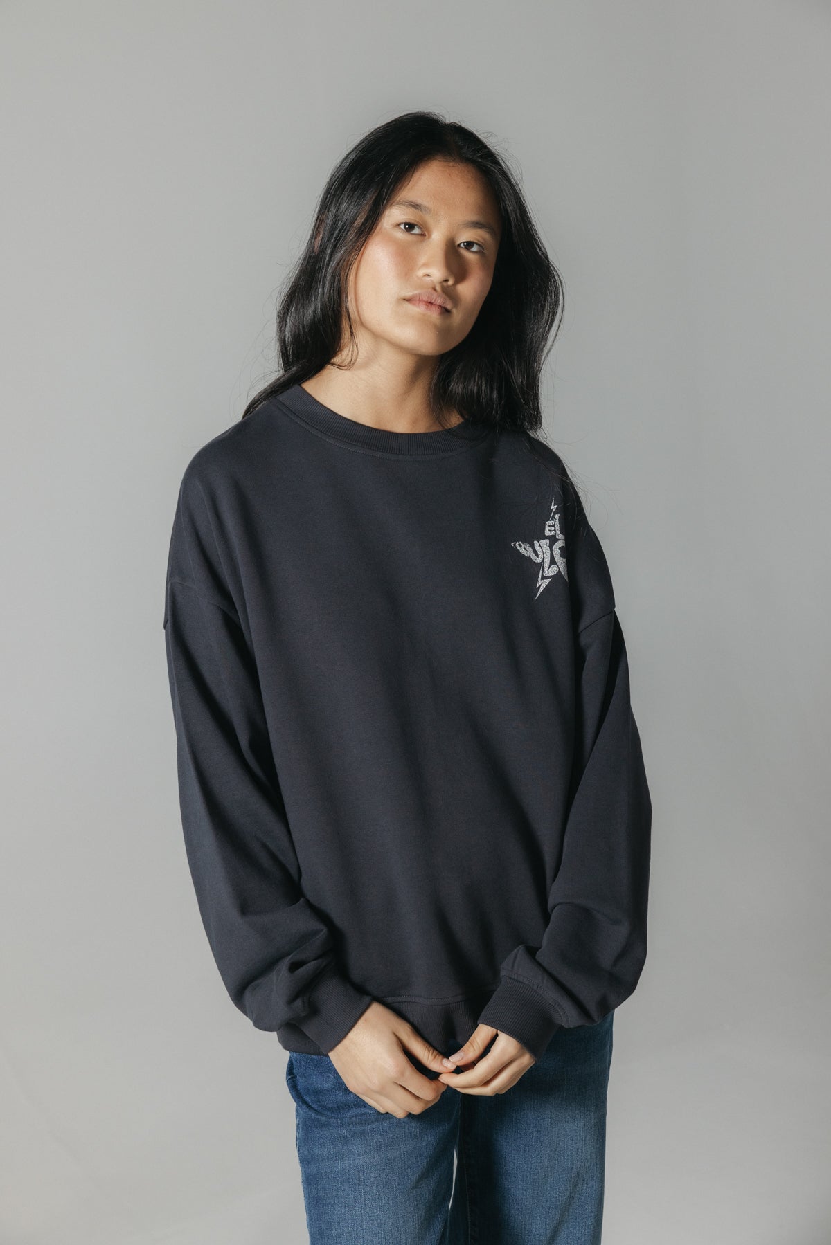 SUDADERA TEEN ESTRELLA TACHAS ANTRACITA