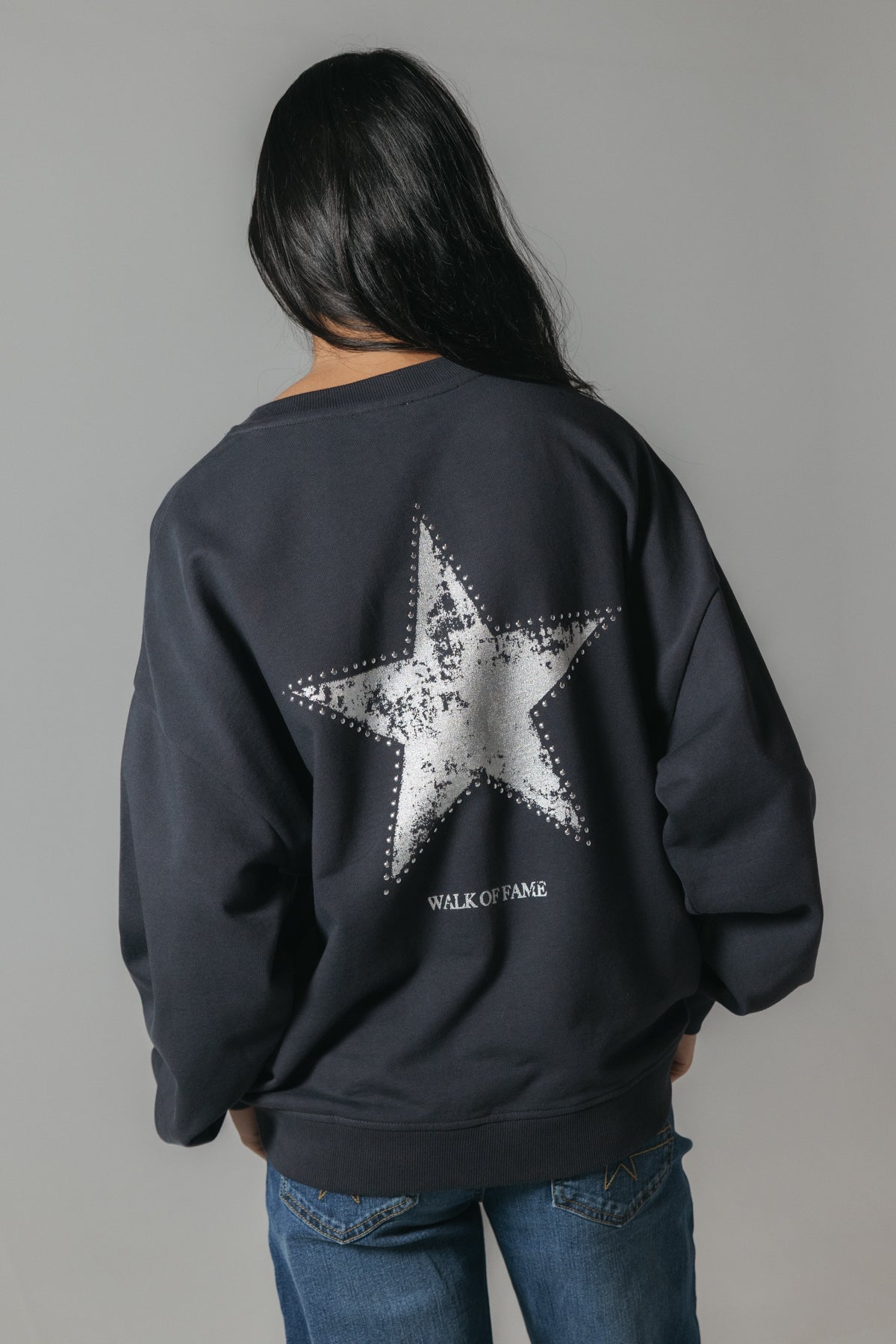 SUDADERA TEEN ESTRELLA TACHAS ANTRACITA