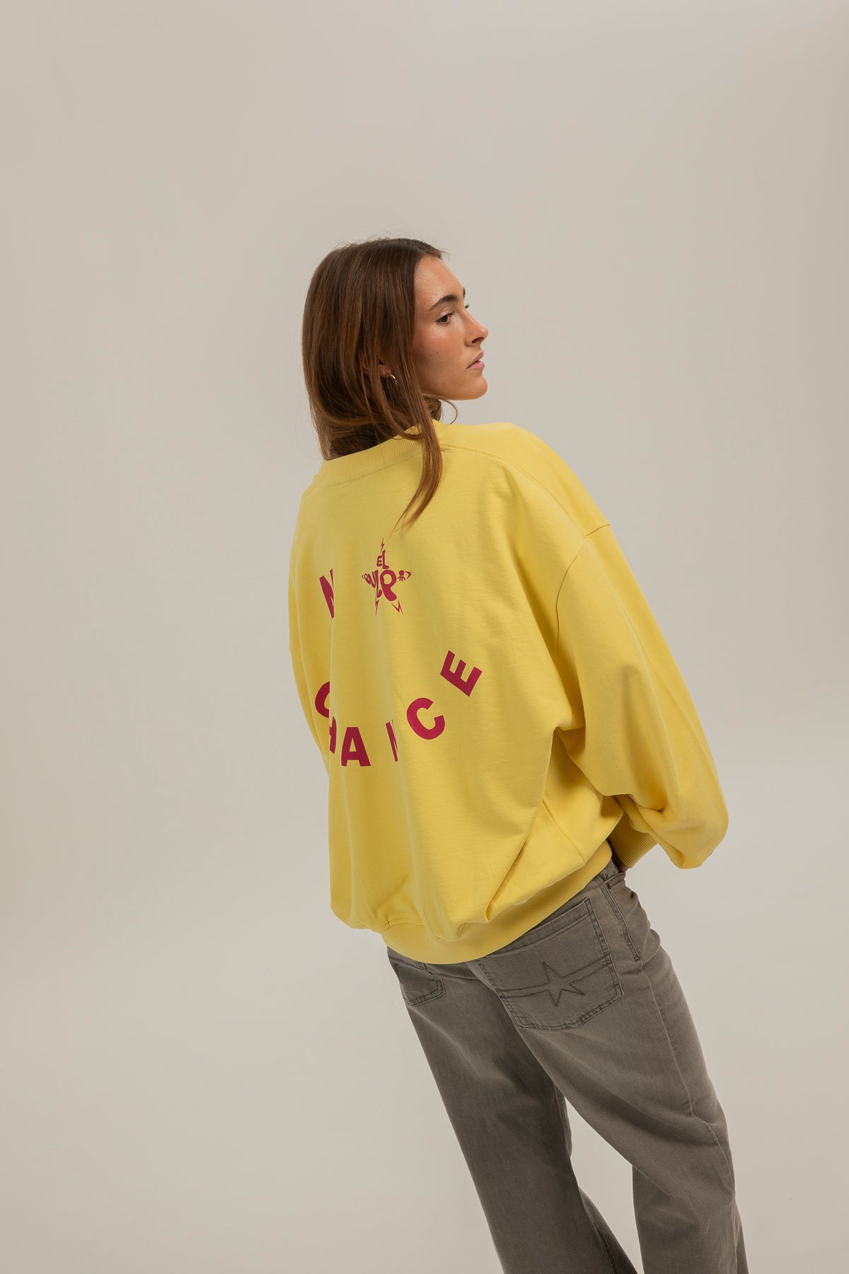Sudadera teen no chance amarillo claro
