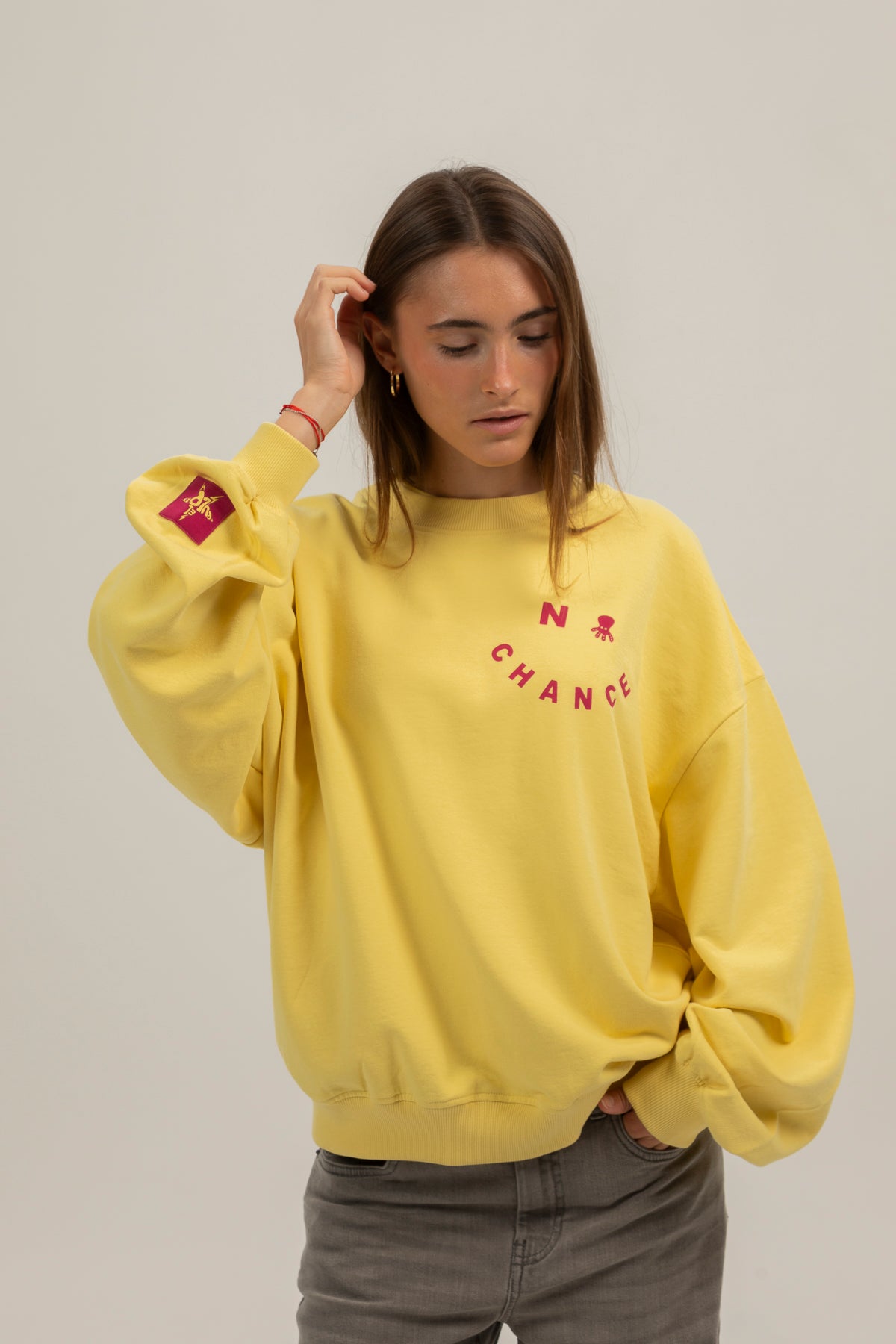 Sudadera teen no chance amarillo claro
