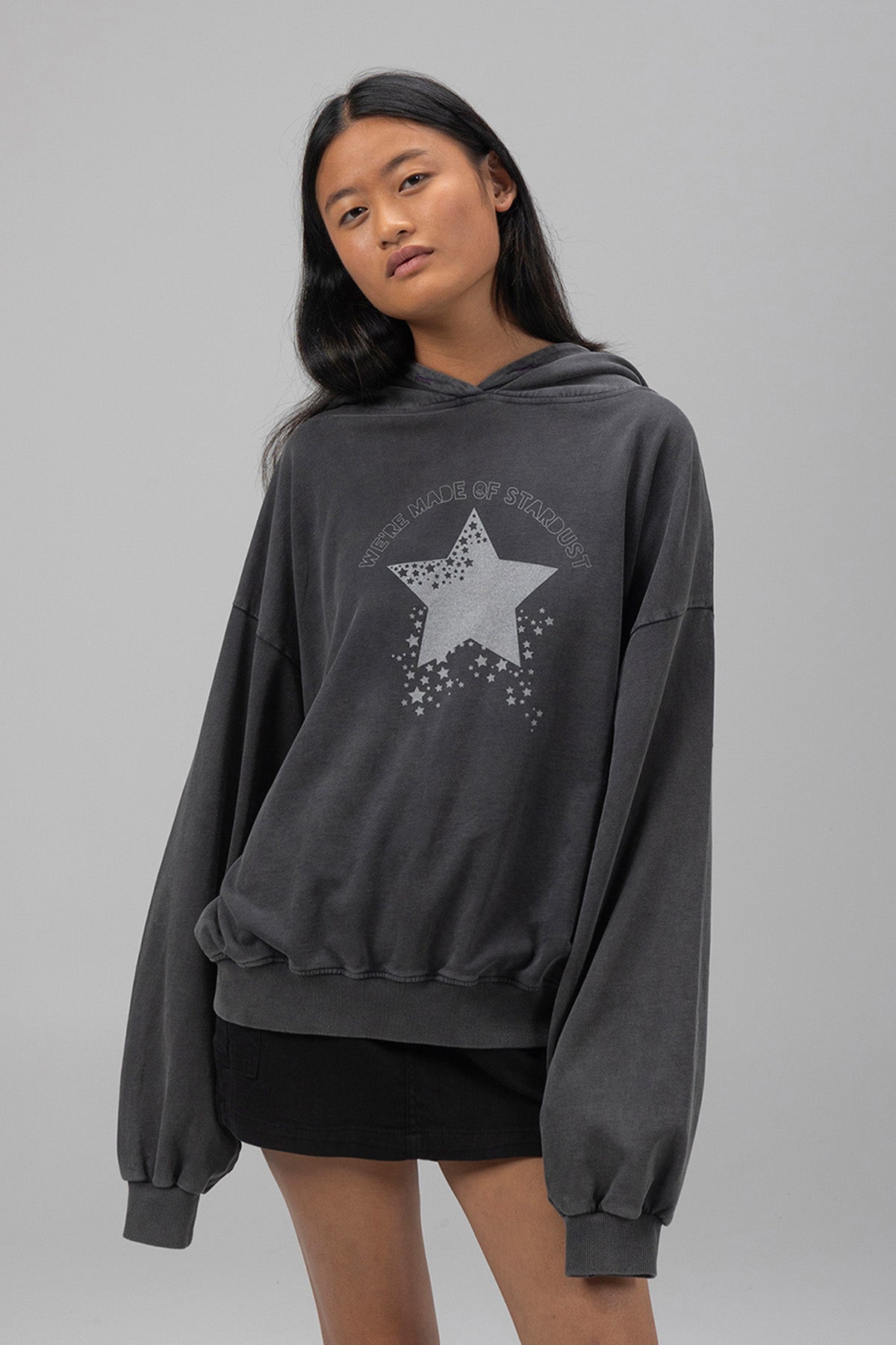 SUDADERA CAPUCHA TEEN STARDUST NEGRO DELAVÉ
