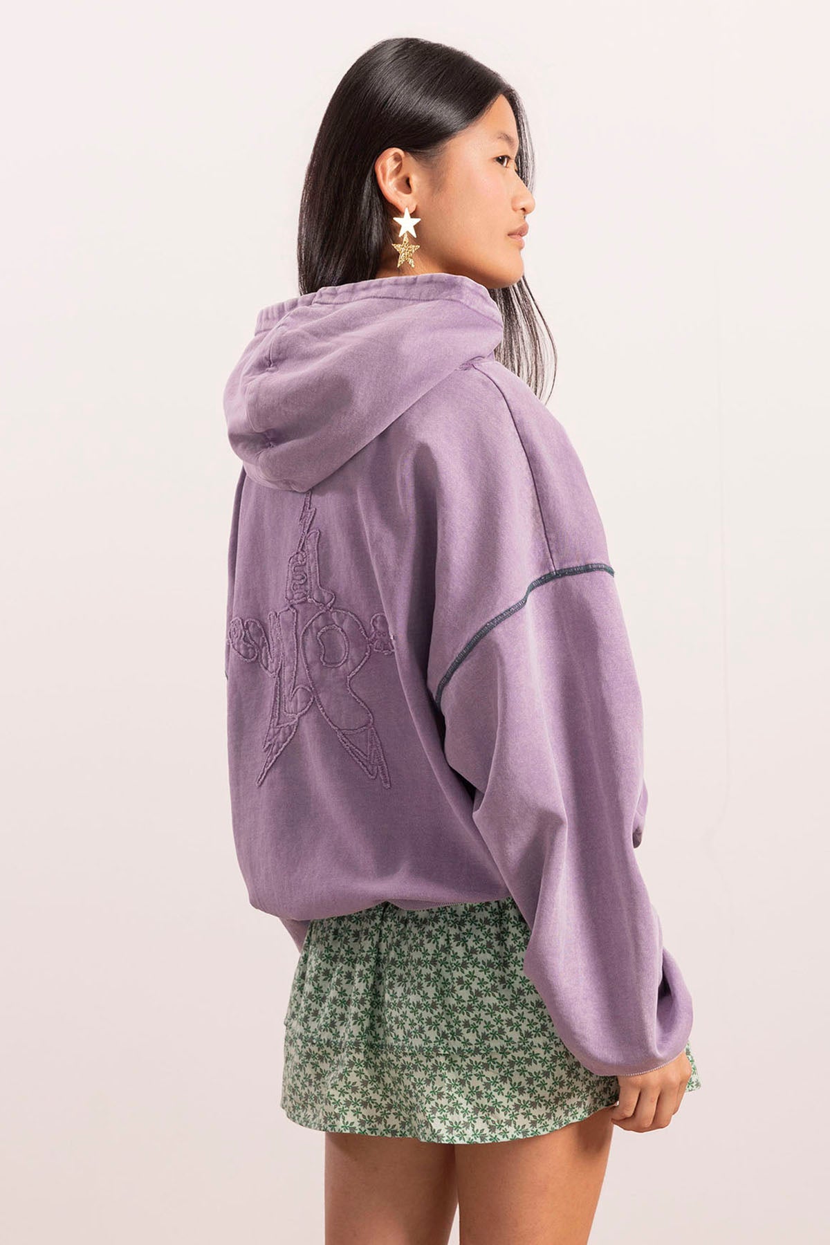SWEATSHIRT COM CAPUZ DE ESTRELA ADOLESCENTES ROXO