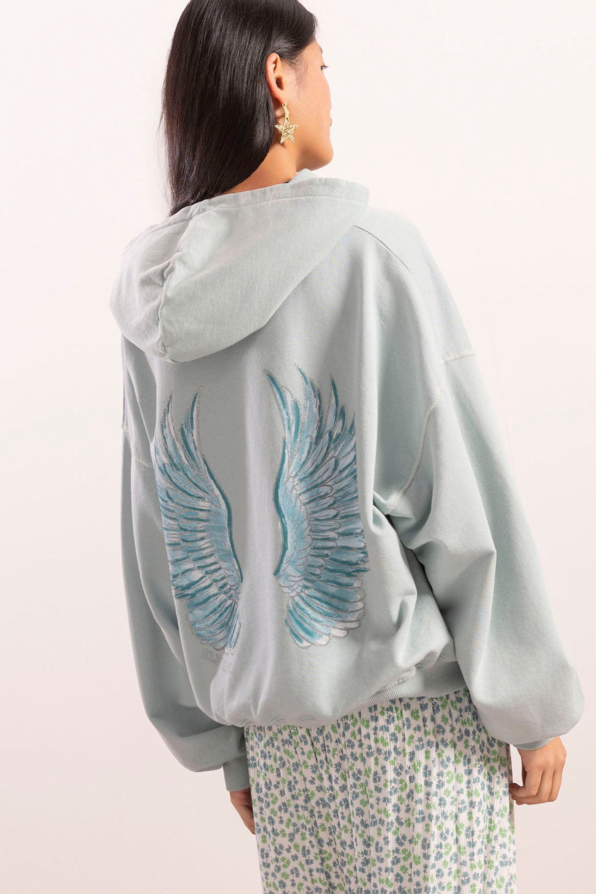 SUDADERA CAPUCHA TEEN ALAS VERDE AGUA