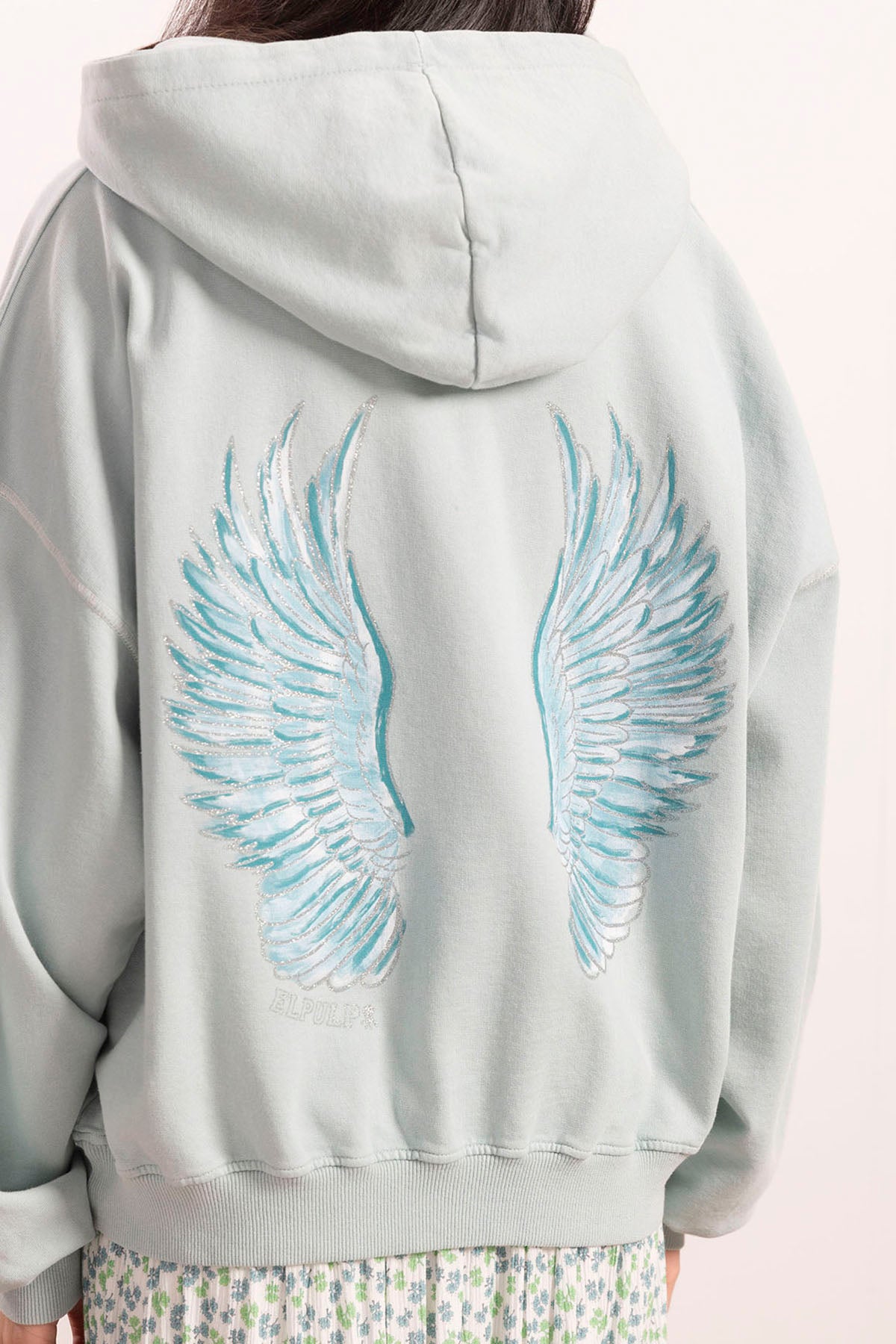 SUDADERA CAPUCHA TEEN ALAS VERDE AGUA