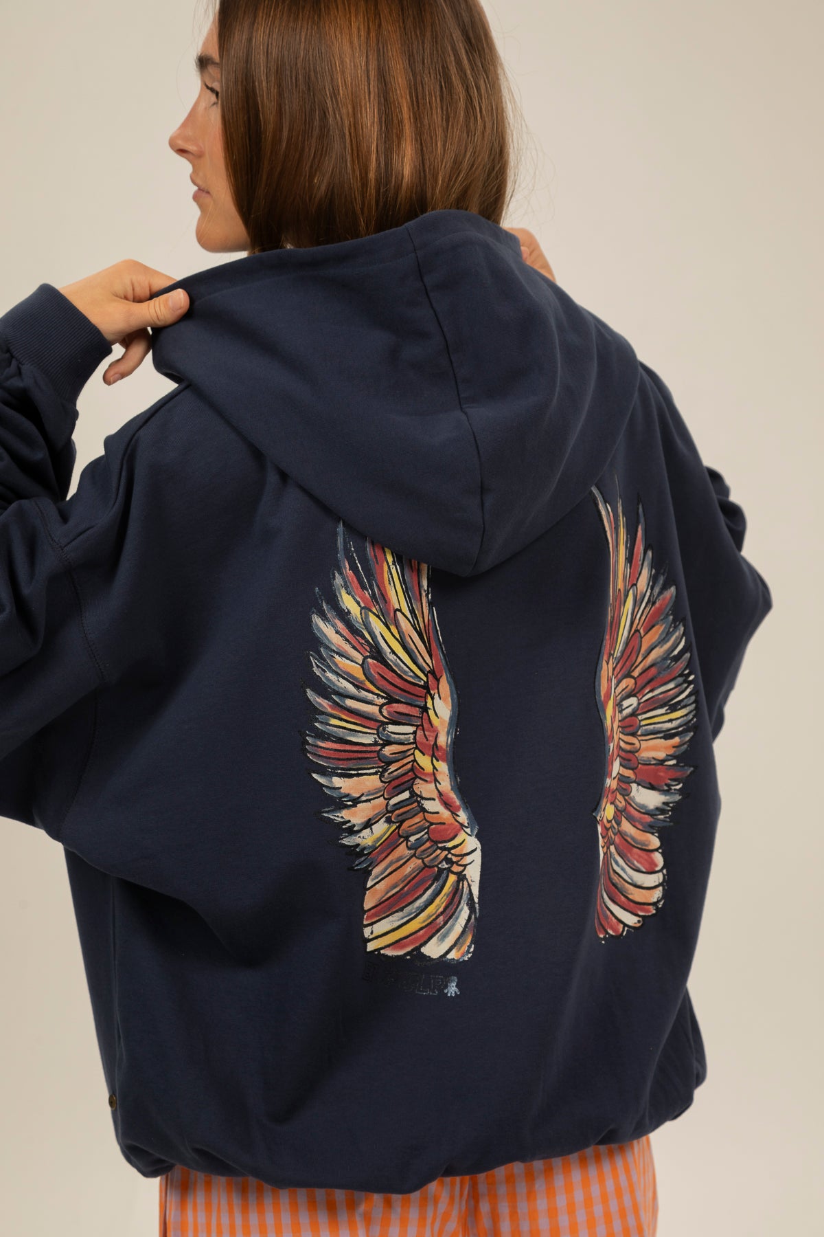 Navy blue faded teen hooded sweatshirt with wings - elPulpo Teen