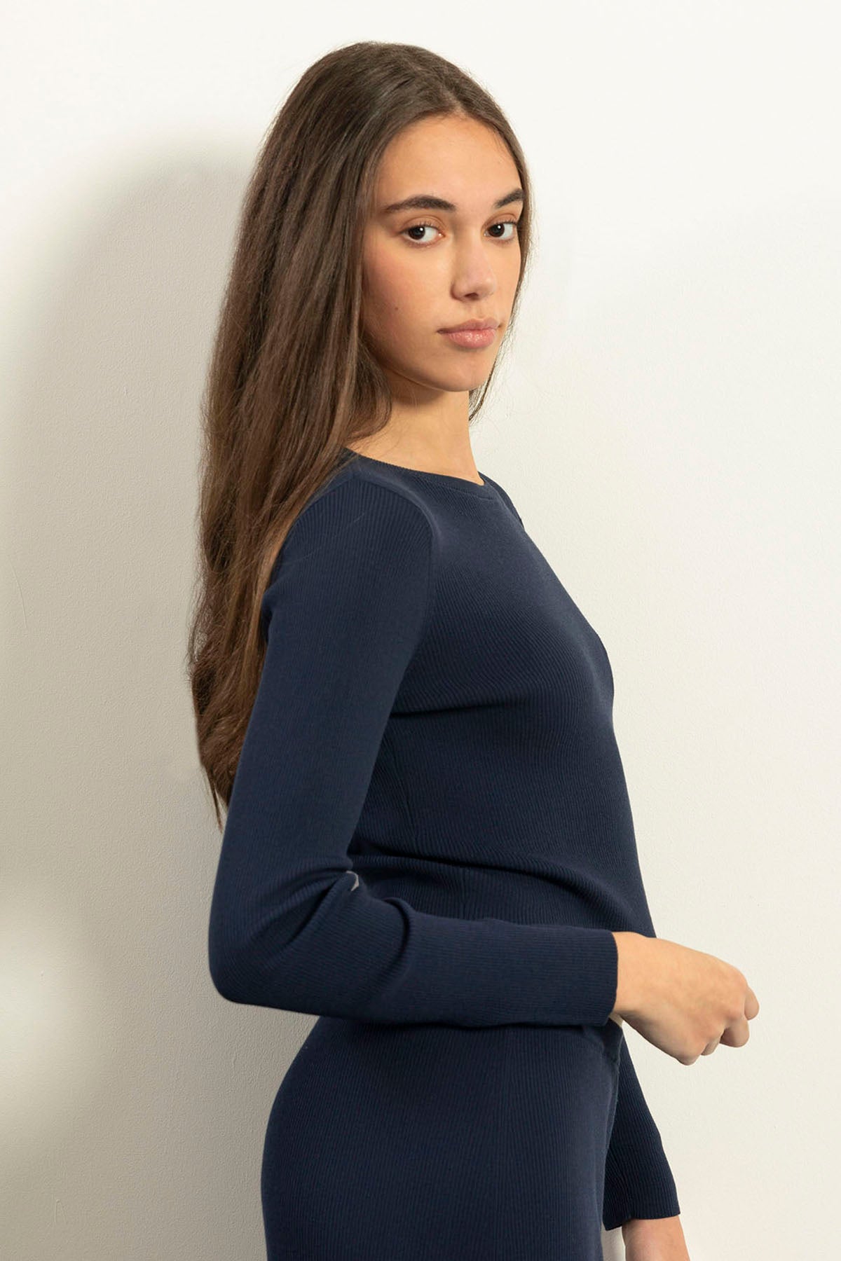 CAMISOLA DE MALHA ADOLESCENTE AZUL MARINHO