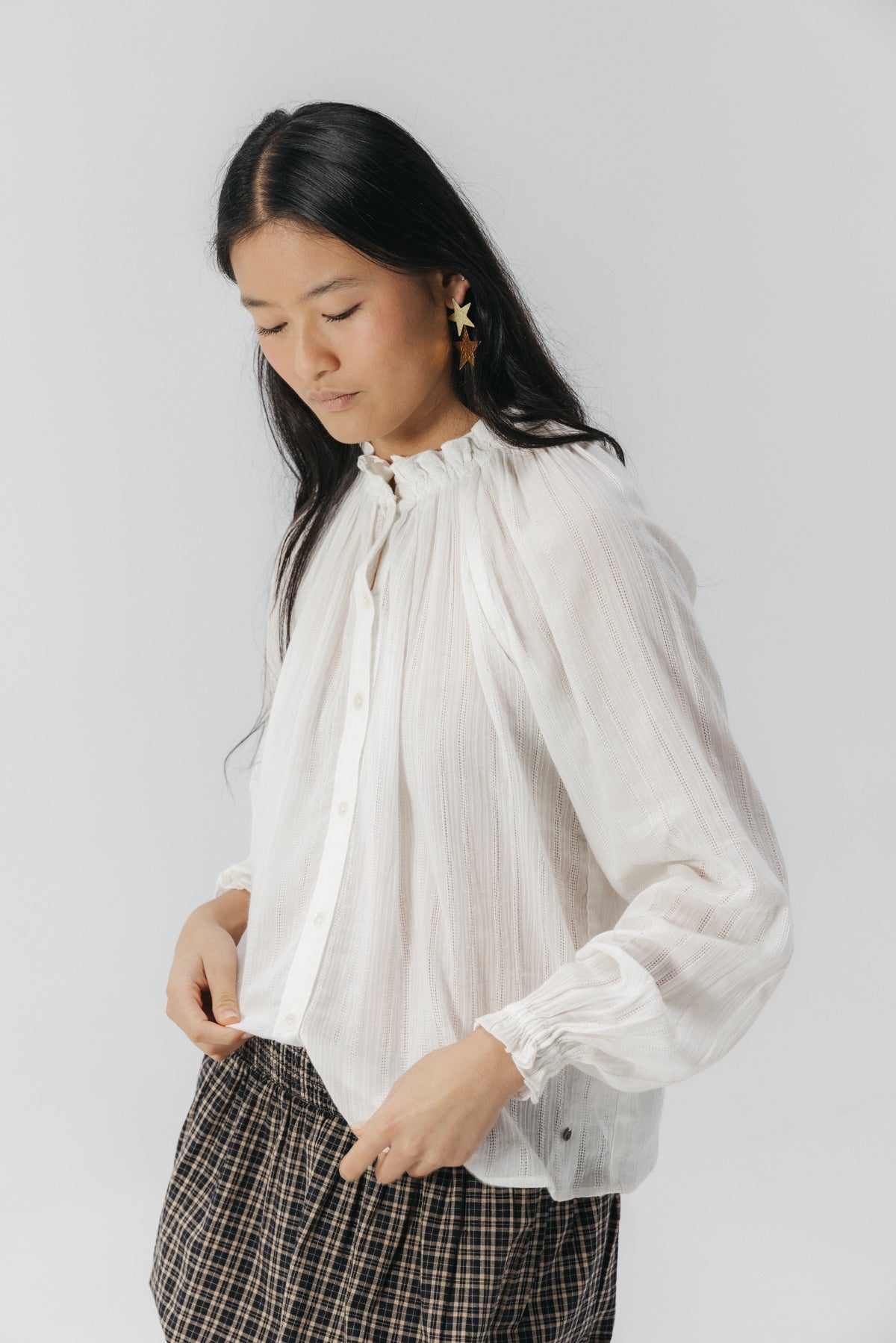 CAMISA TEEN GOMAS TEJIDO BORDADO BLANCO PURO