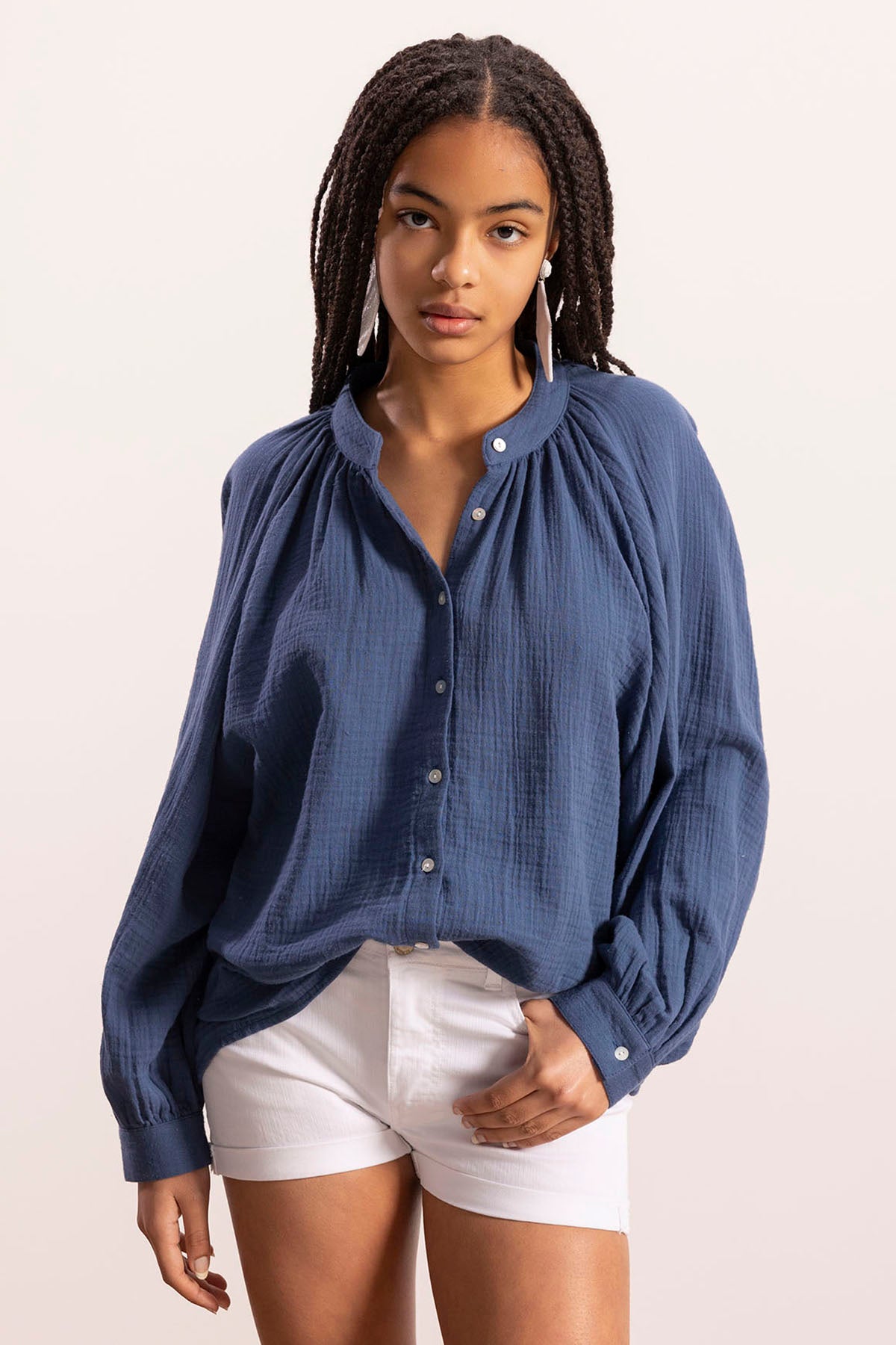 COBALT BLUE BAMBULA RANGLAN SLEEVE TEEN SHIRT