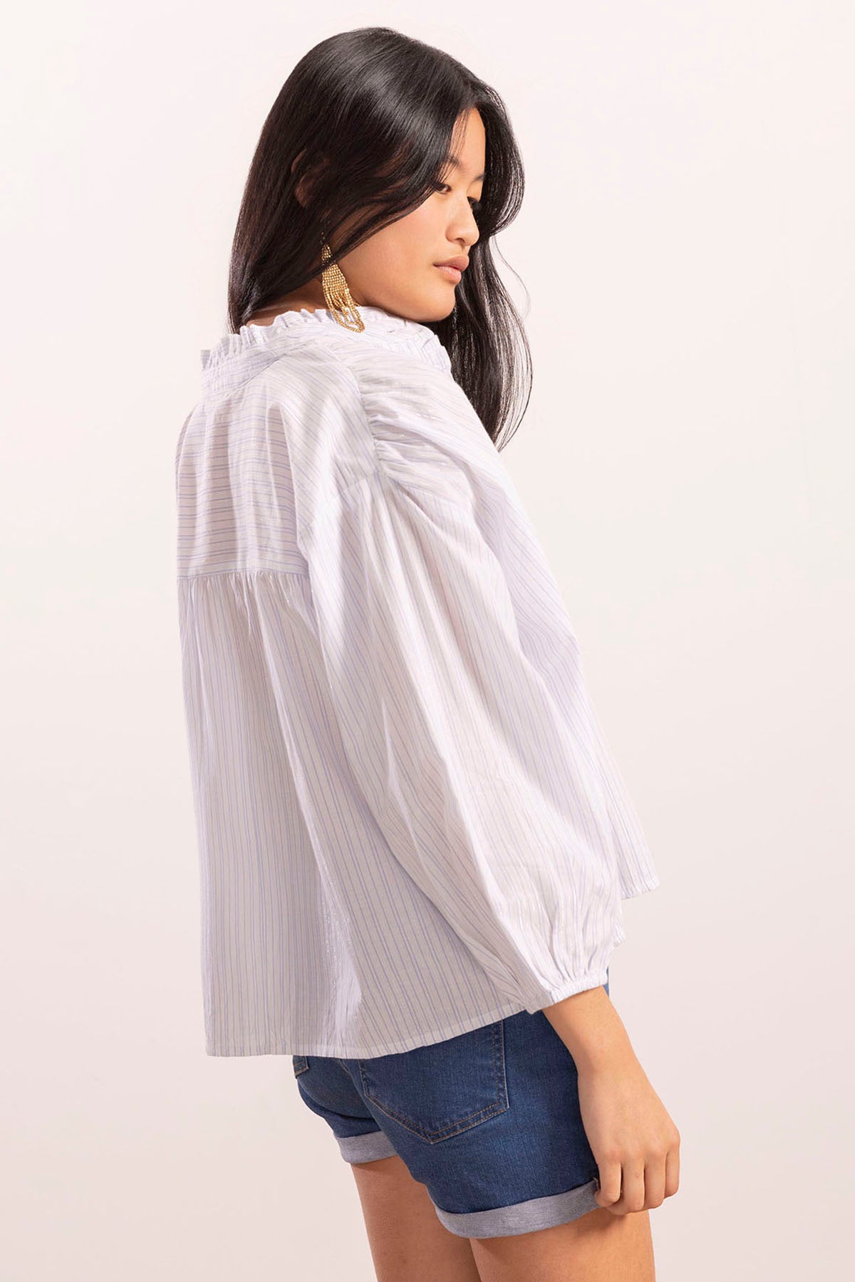 CAMISA ADOLESCENTE LUREX BRANCO PURO LISTRADO T-SHIRT