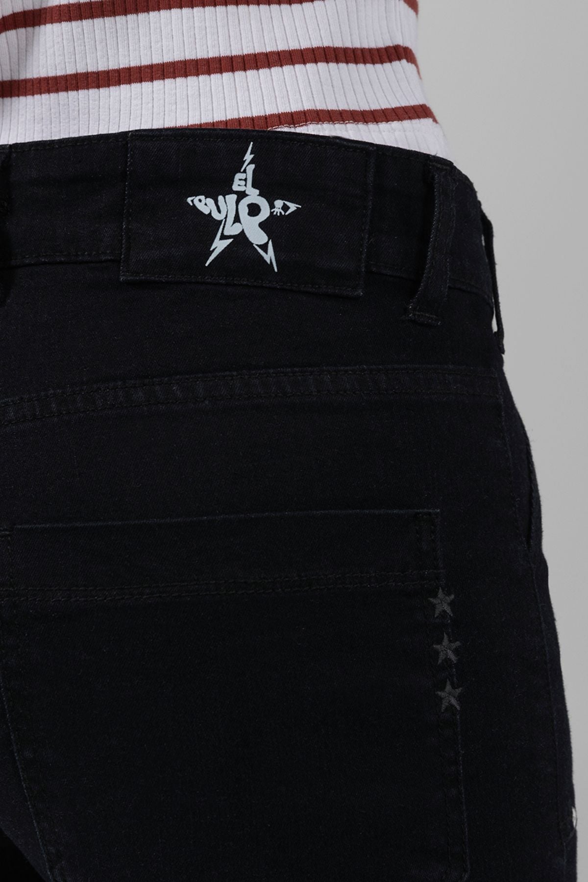 BLACK DELAVÉ TEEN DENIM CULOTTE PANTS