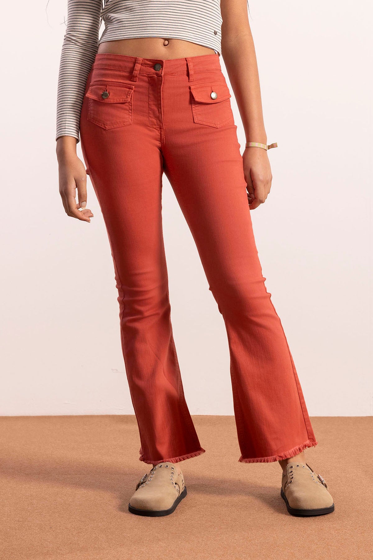 REDDISH TEEN DENIM FLARE PANTS