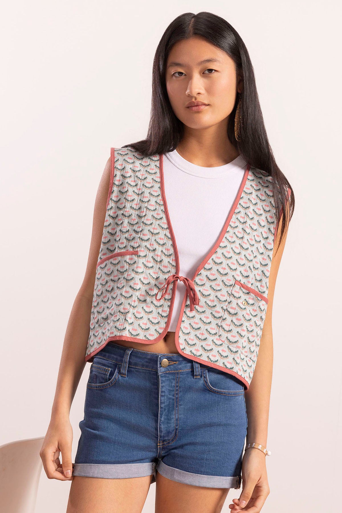 CHALECO TEEN ESTAMPADO ABANICO AZUL VERDOSO