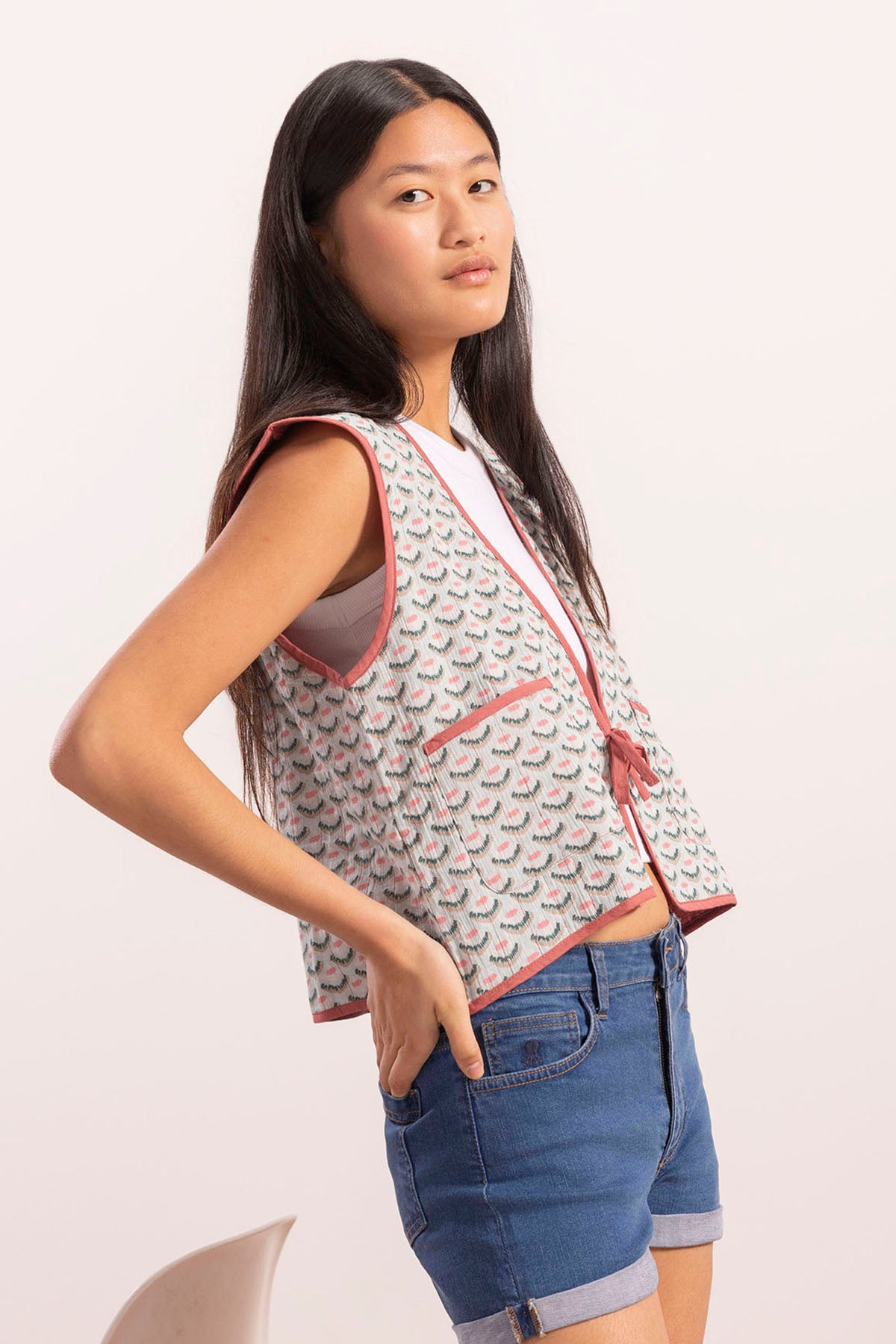 CHALECO TEEN ESTAMPADO ABANICO AZUL VERDOSO