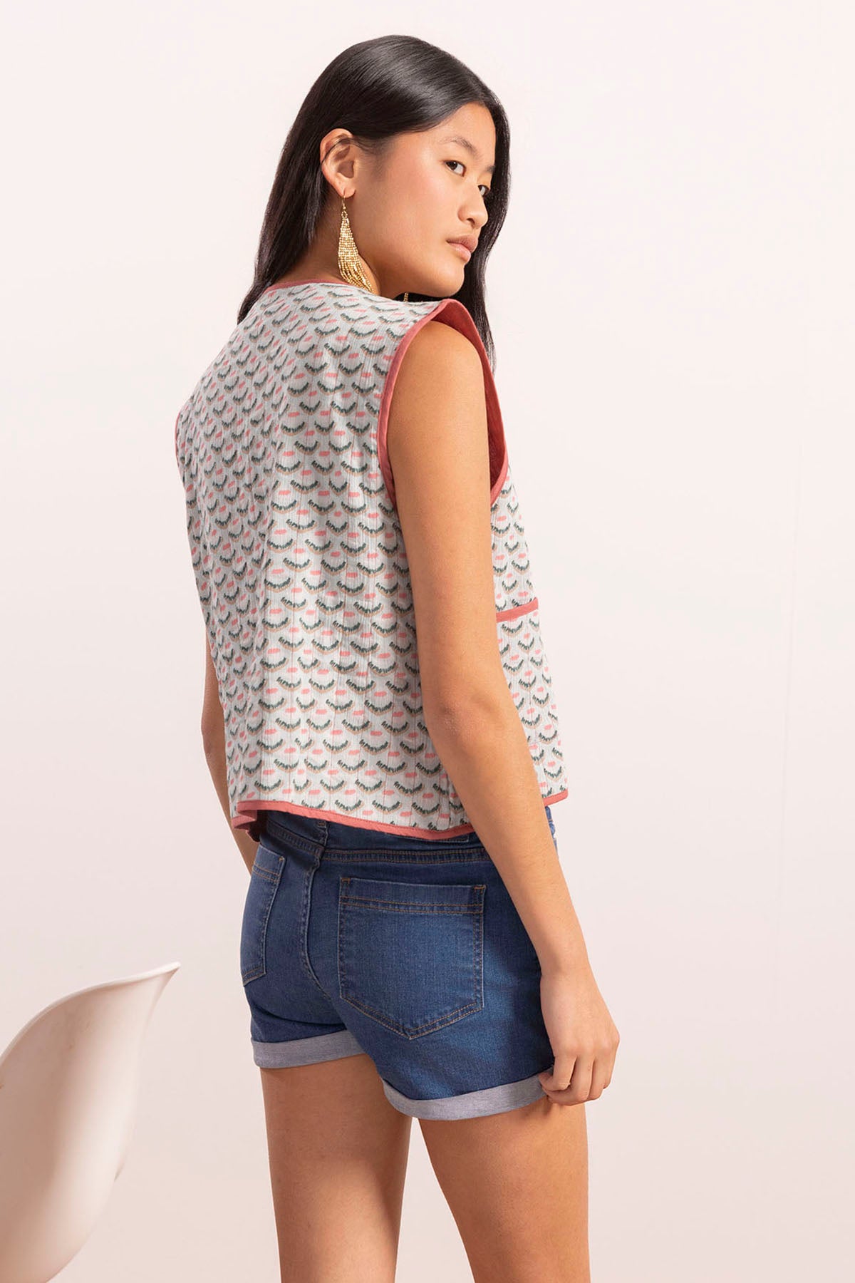 CHALECO TEEN ESTAMPADO ABANICO AZUL VERDOSO