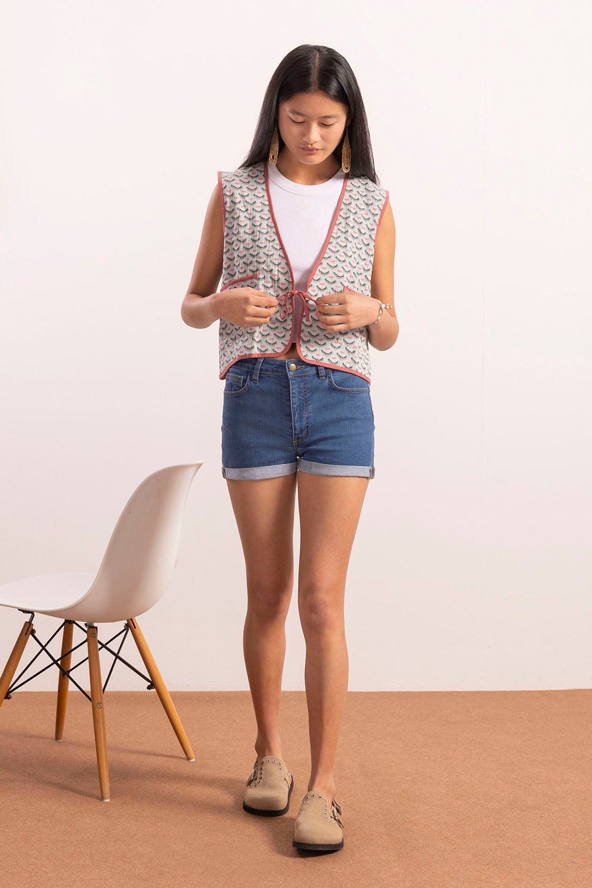 CHALECO TEEN ESTAMPADO ABANICO AZUL VERDOSO