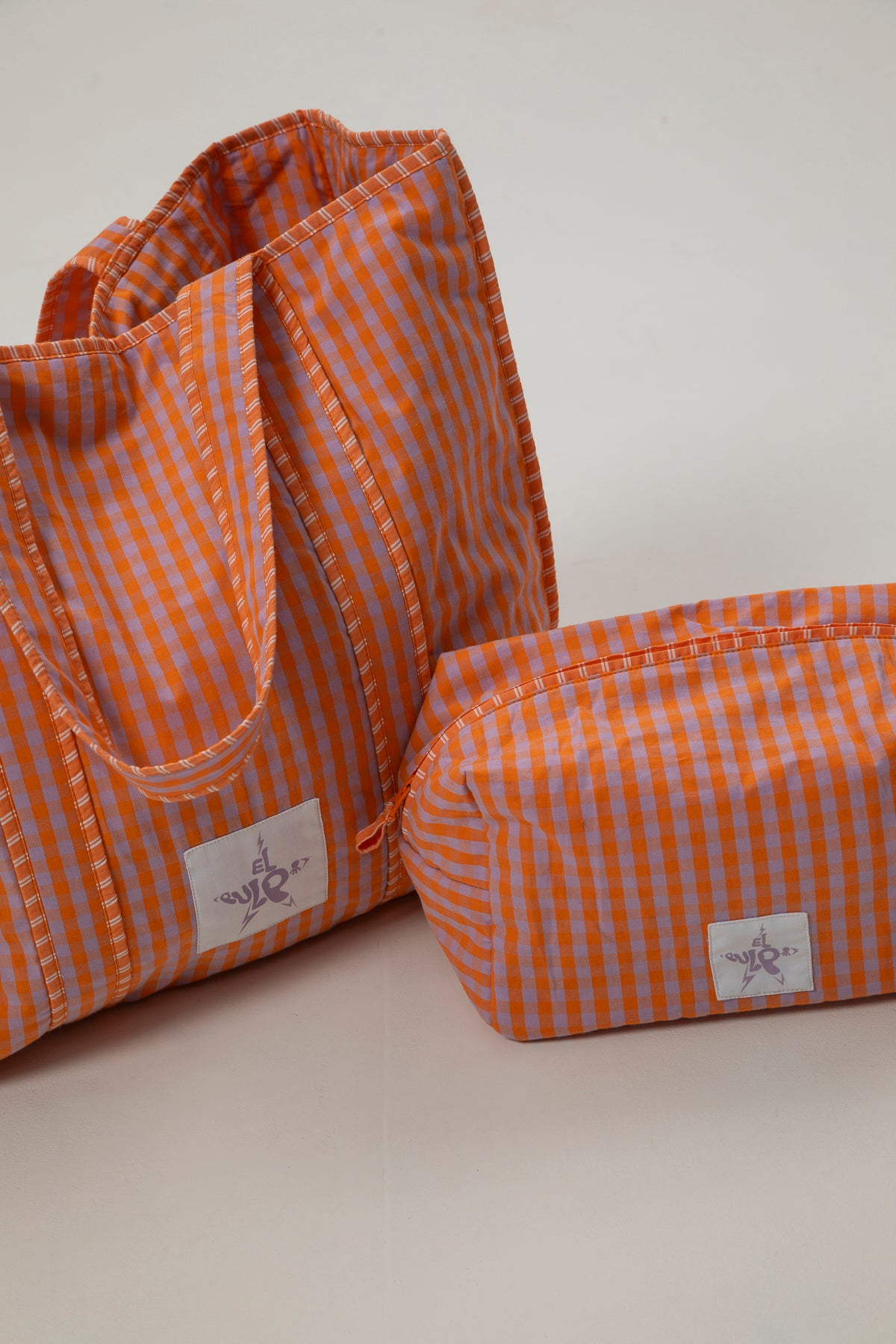 Neceser teen cuadros vichy naranja