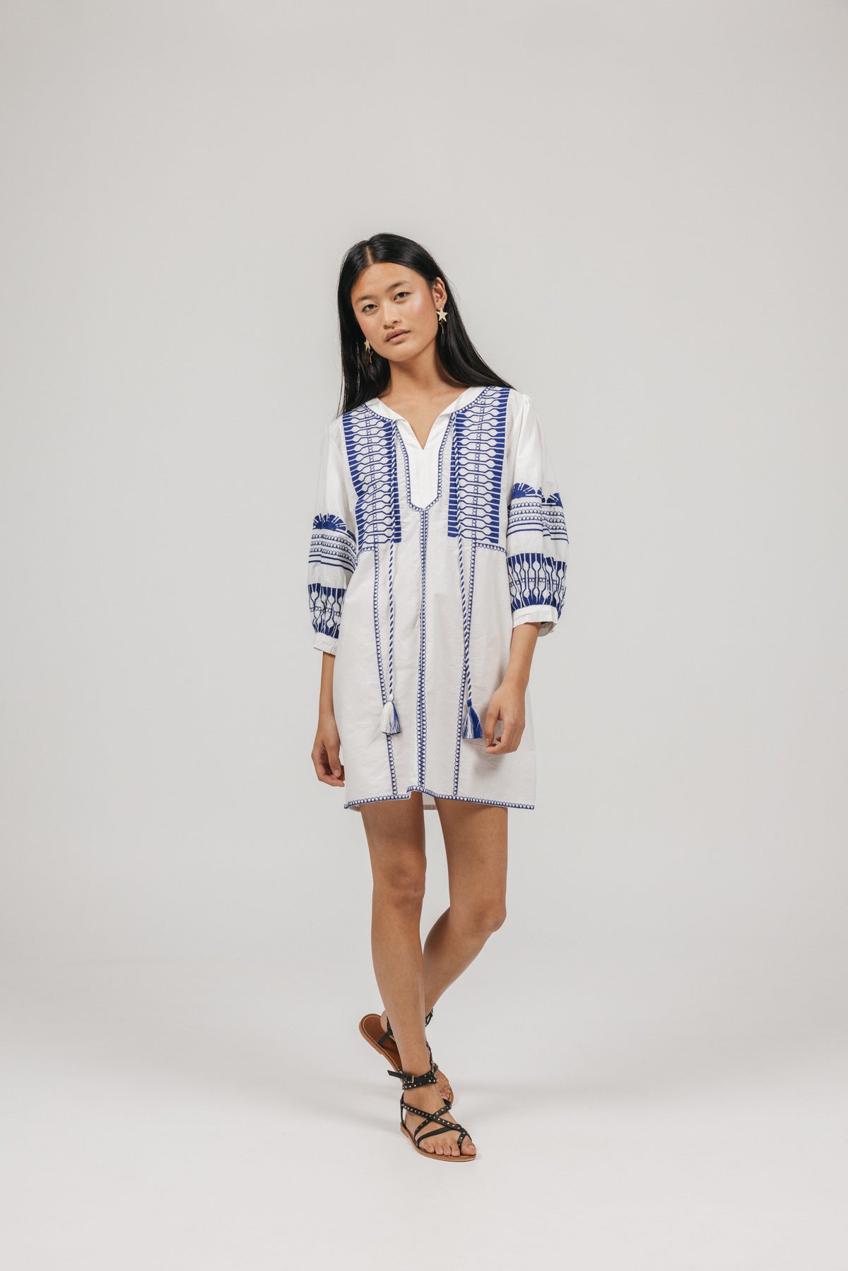 greek embroidered dress Electric blue teen Crochet Taylor Switft Taylor This charming piece combines wall dressing Color:DESERT