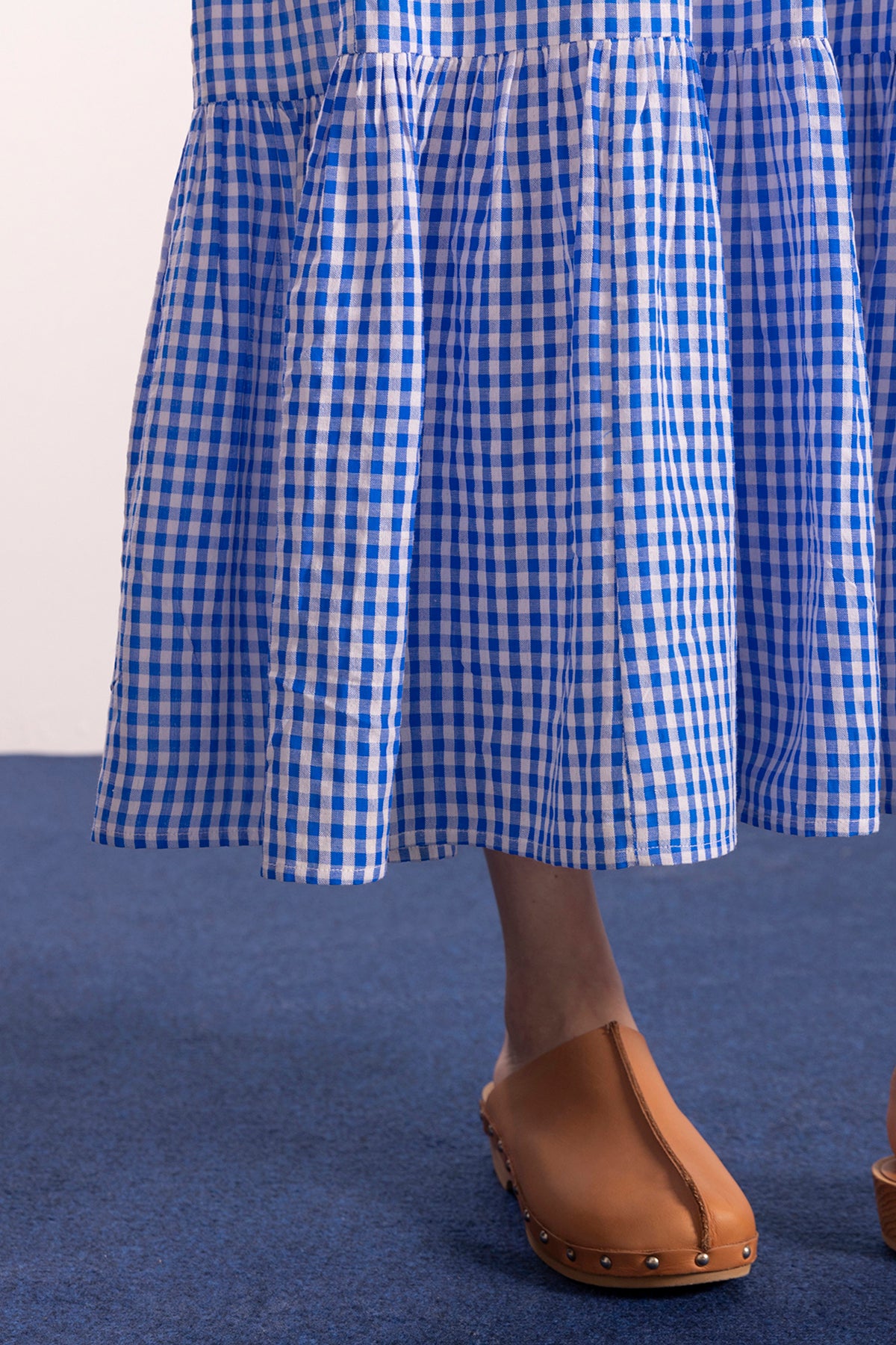 VESTIDO TEEN LARGO TIRANTE ANCHO VICHY AZUL ELÉCTRICO