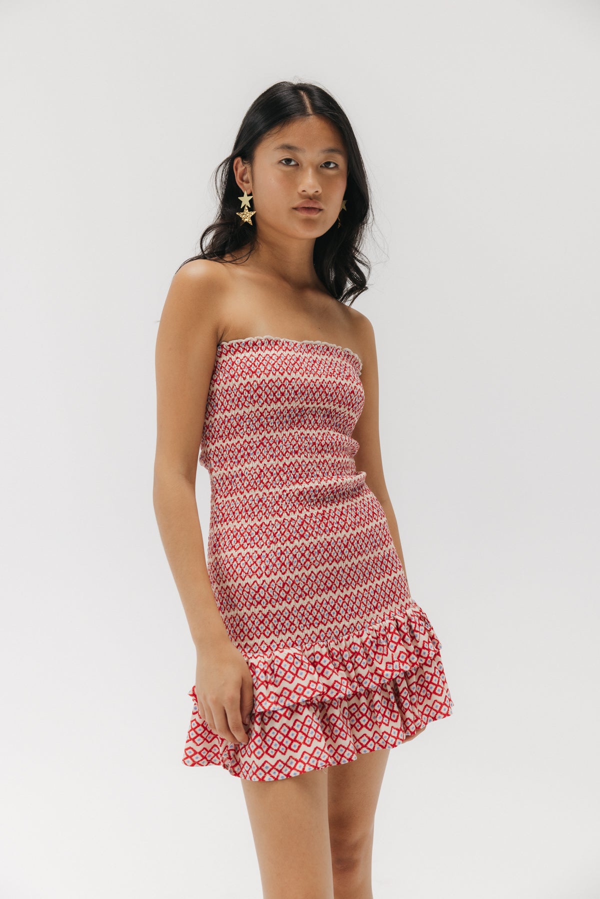 VESTIDO TEEN VOLANTES ESTAMPADO CEREZA