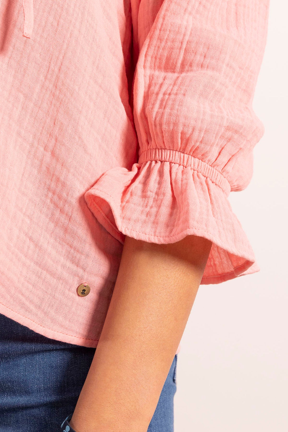 BLUSA ADOLESCENTE ROSA COM DECOTE EM V BAMBULA POWDER