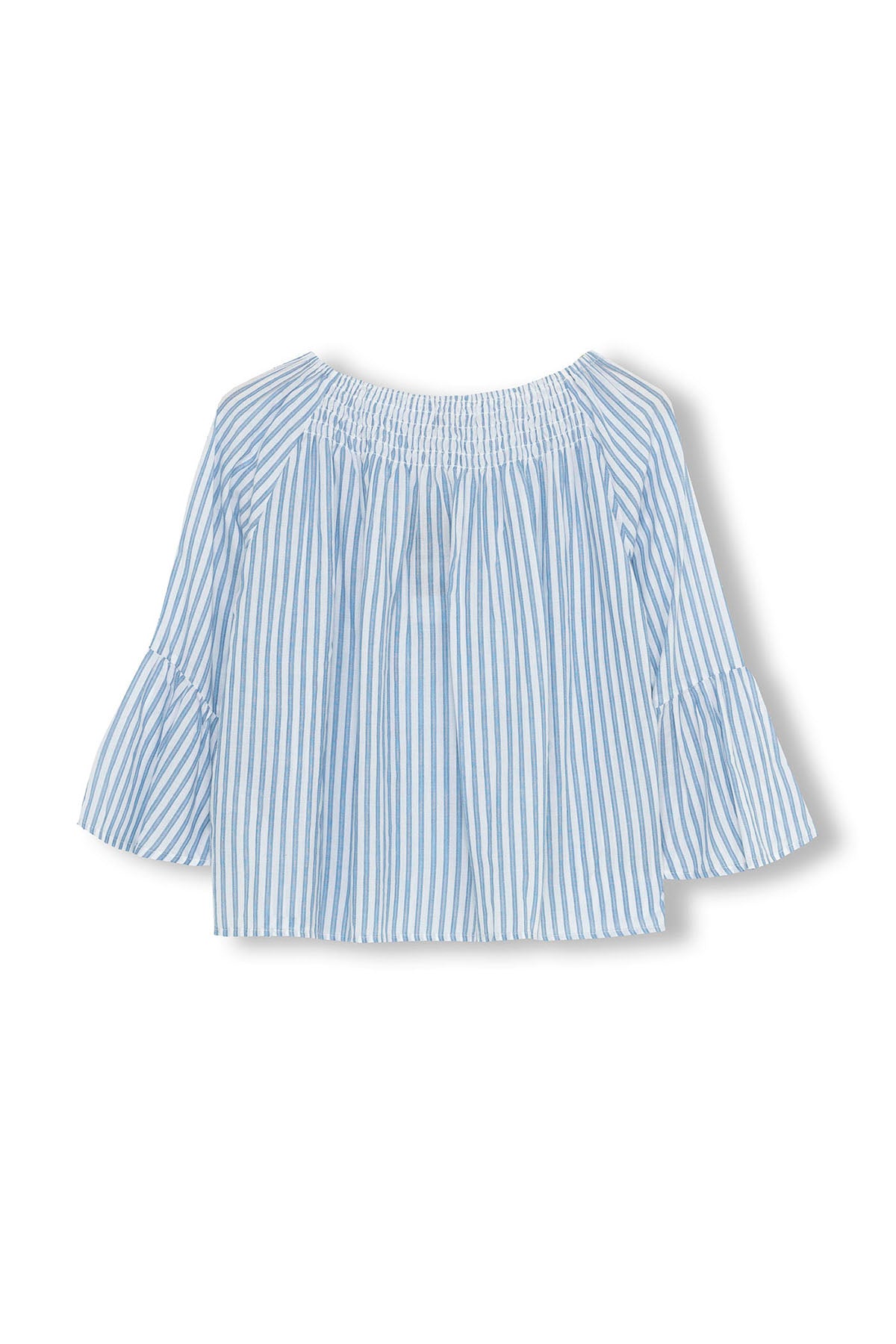 BLUSA ADOLESCENTE COM GOLA CANAVO E LISTRAS AZUIS ELÉTRICAS