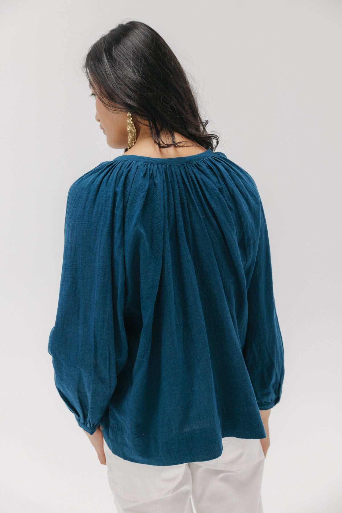 BLUSA TEEN DOBLE CORDÓN AZUL OXFORD