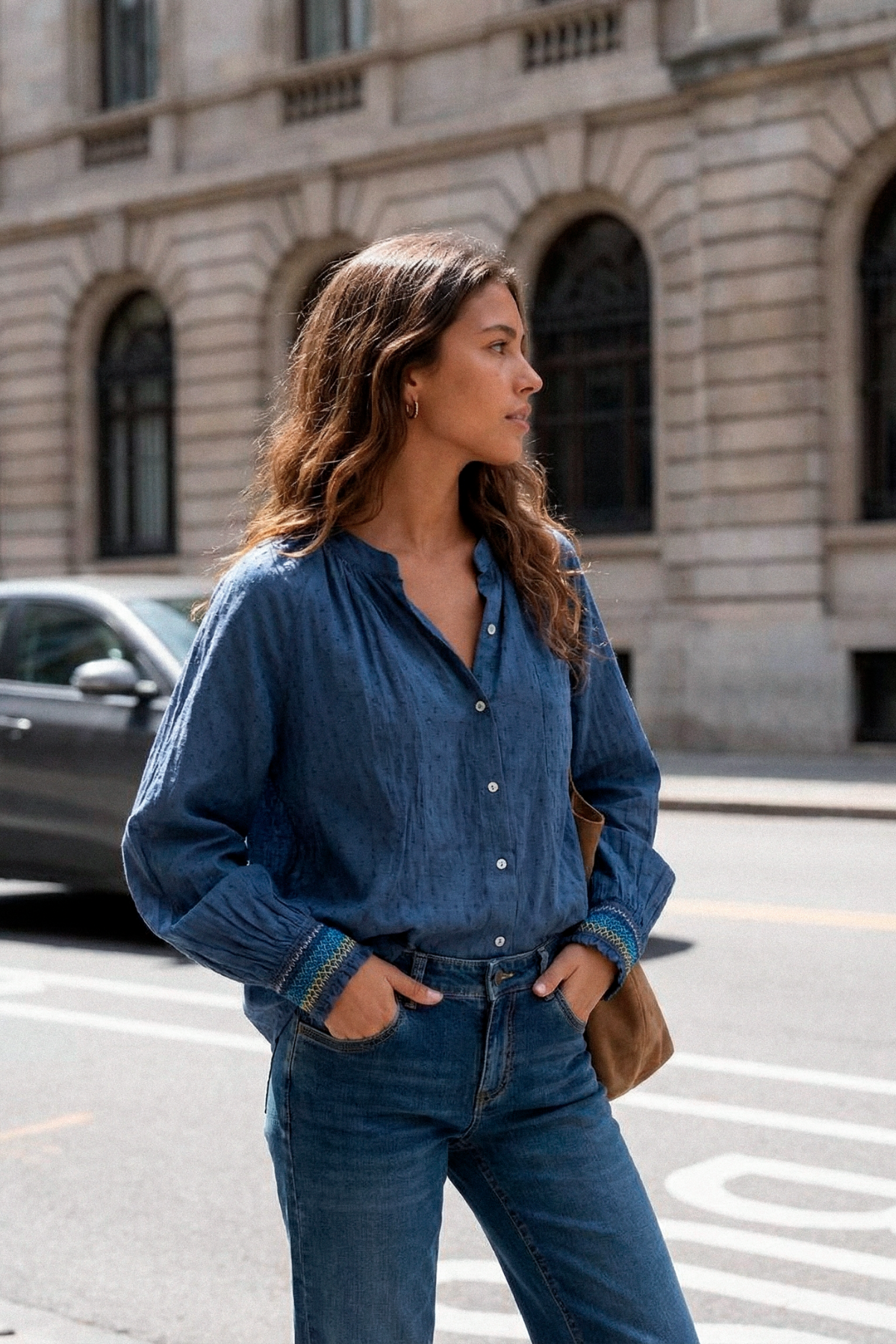 Blusa teen plumeti puños elásticos índigo